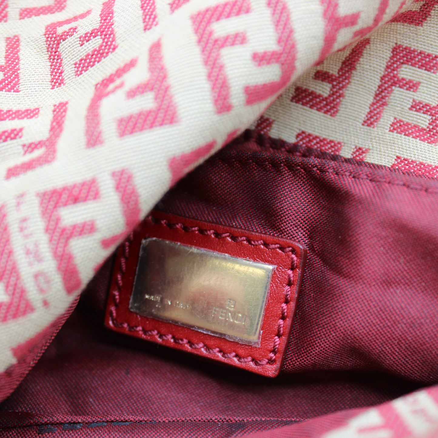 Fendi Red Zucca Canvas Baguette Mini Shoulder Bag