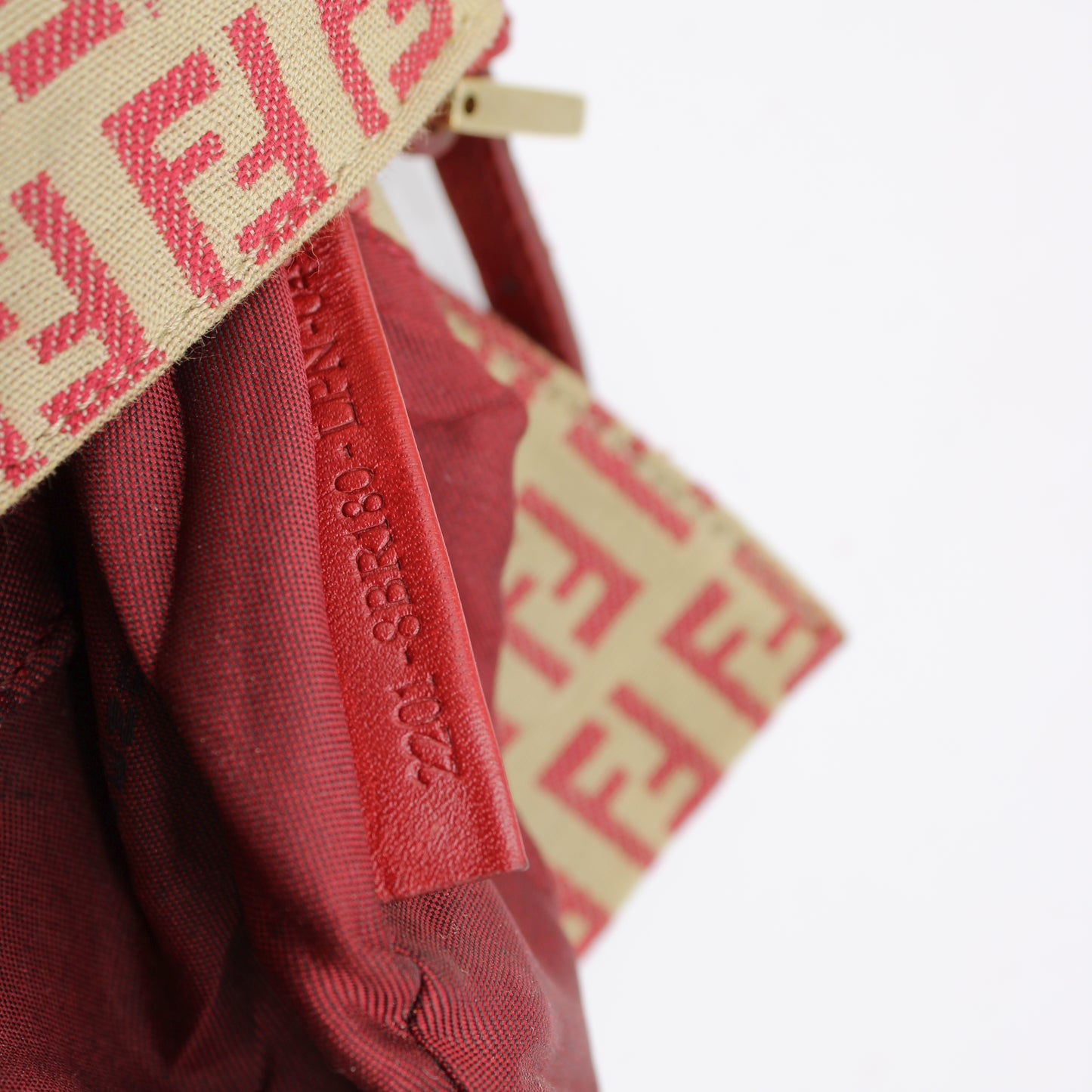 Fendi Red Zucca Canvas Baguette Mini Shoulder Bag