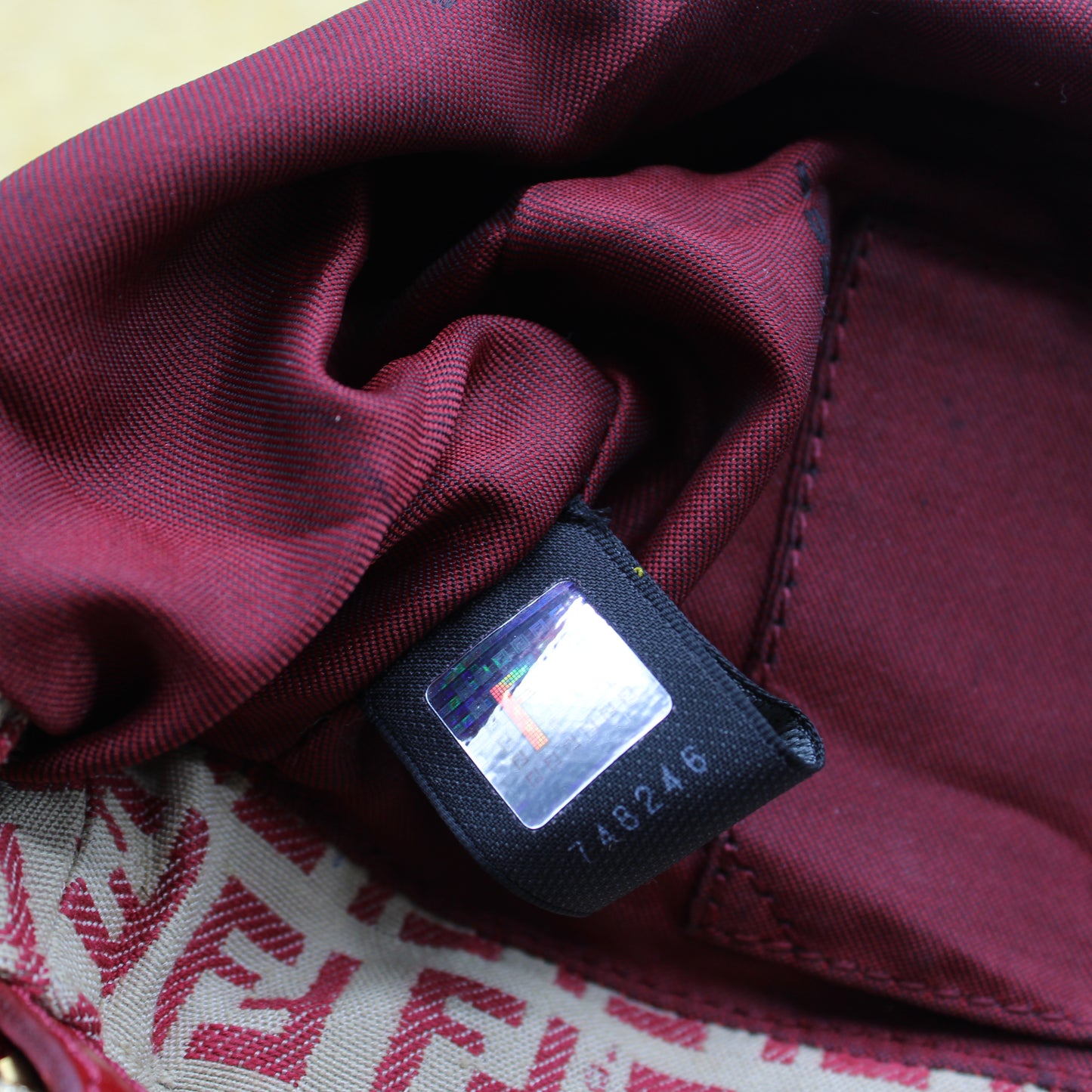 Fendi Red Zucca Canvas Baguette Mini Shoulder Bag