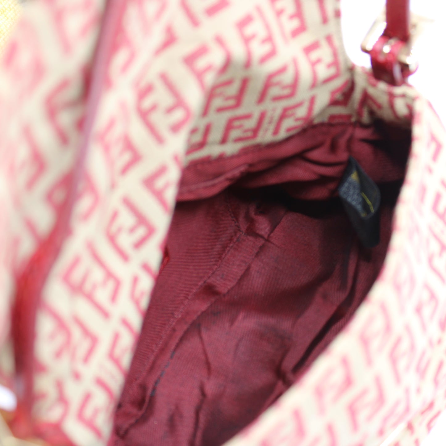 Fendi Red Zucca Canvas Baguette Mini Shoulder Bag