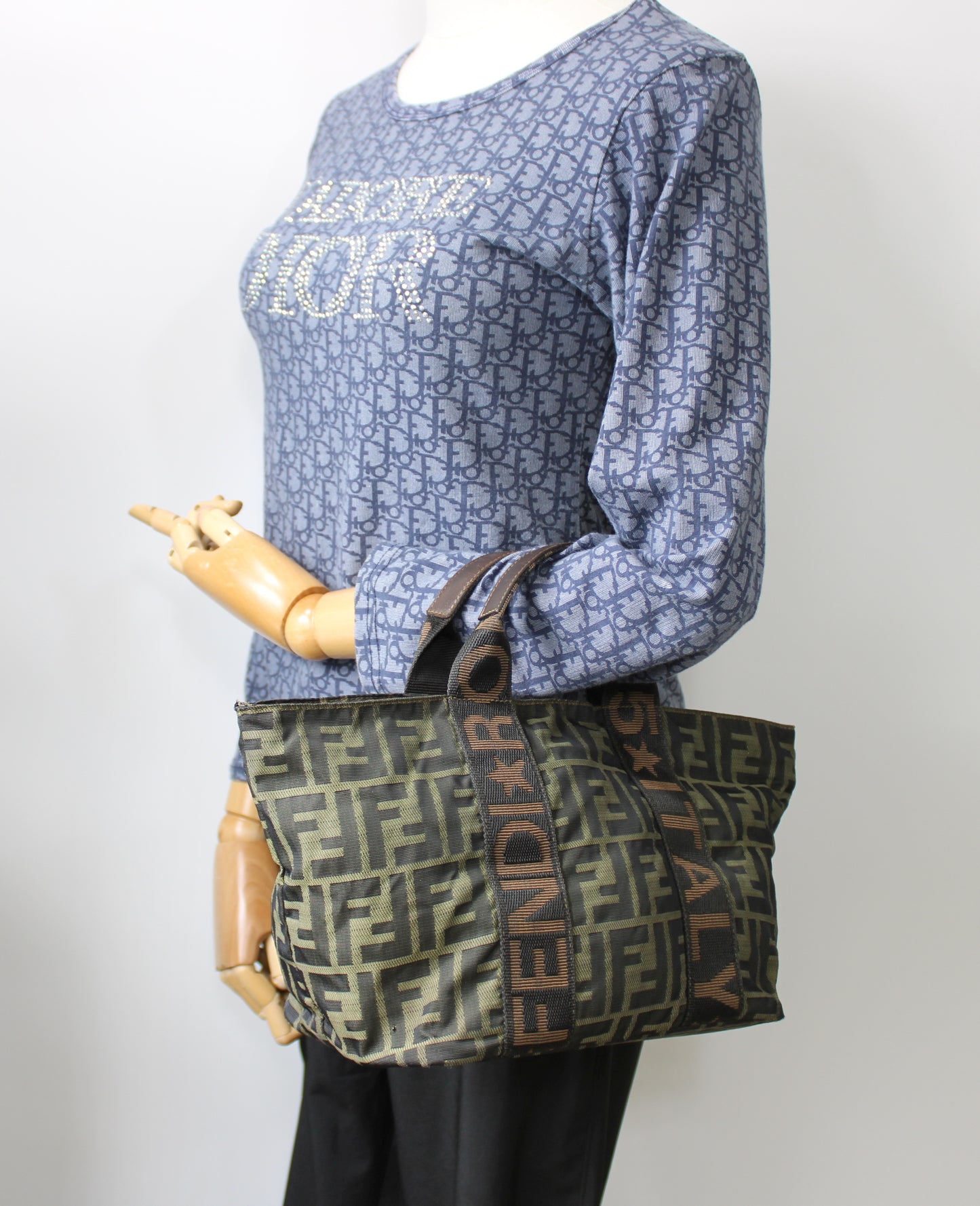 Fendi Roma Brown Zucca Canvas Trapeze Hand Bag