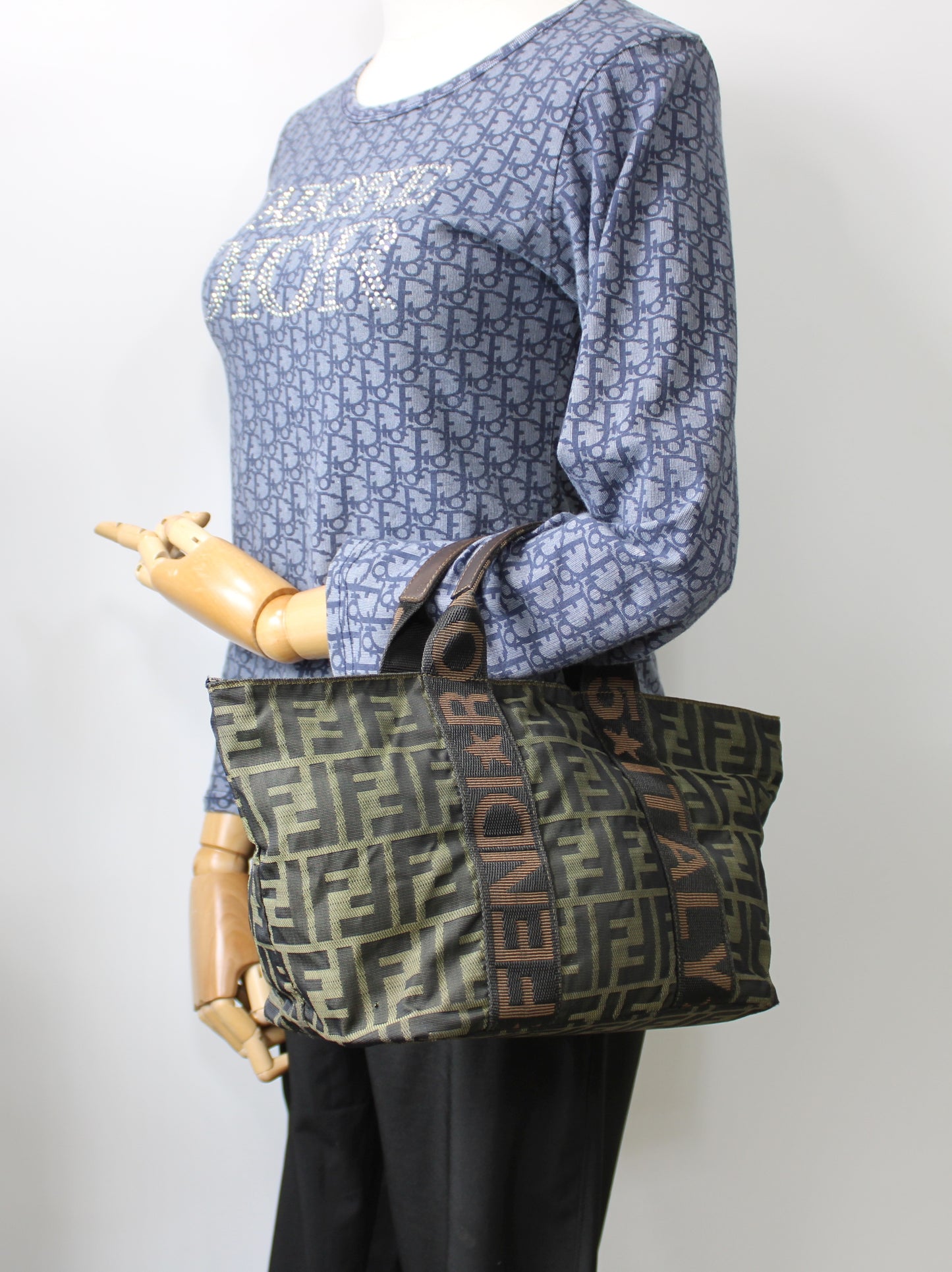 Fendi Roma Brown Zucca Canvas Trapeze Hand Bag