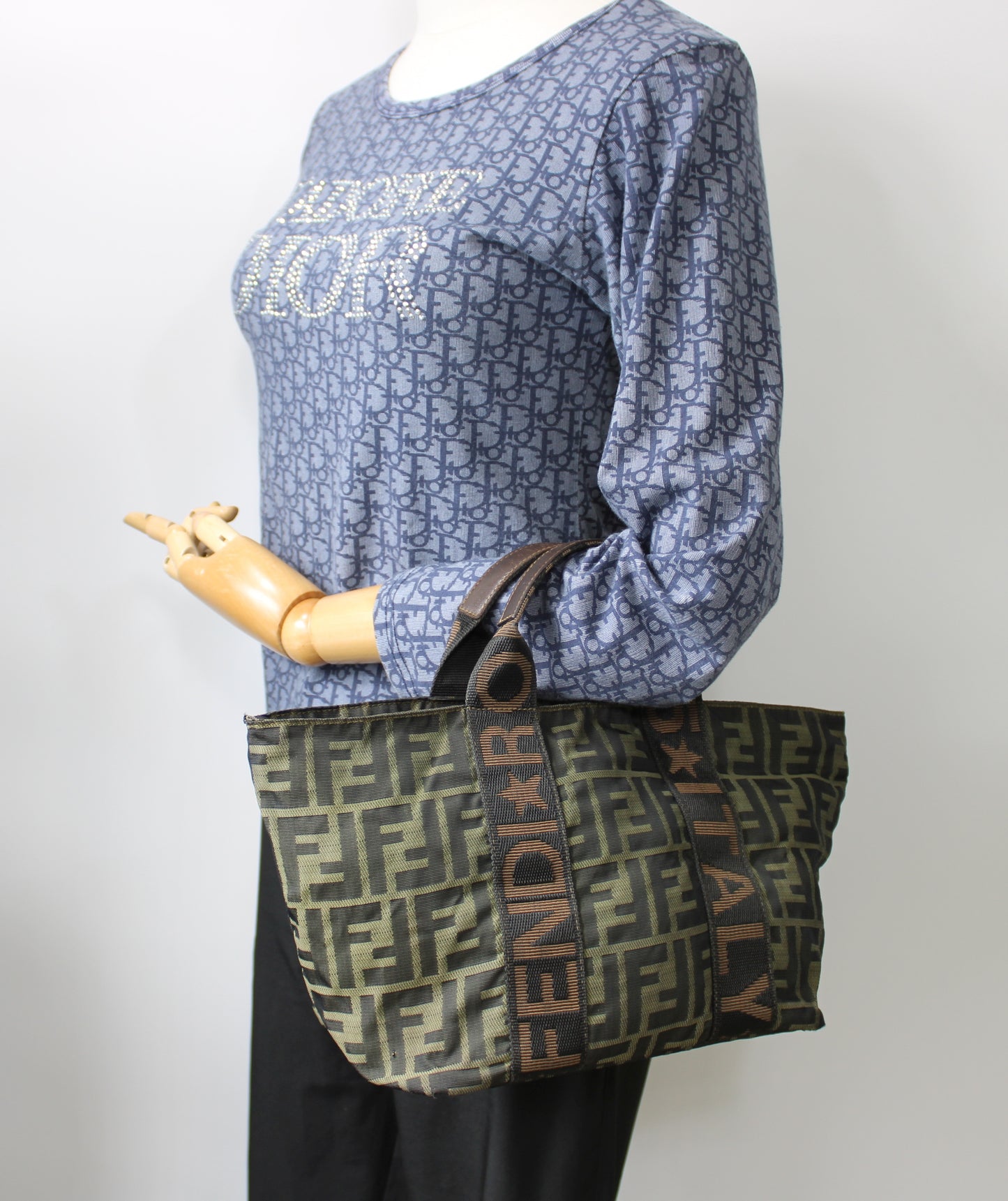 Fendi Roma Brown Zucca Canvas Trapeze Hand Bag