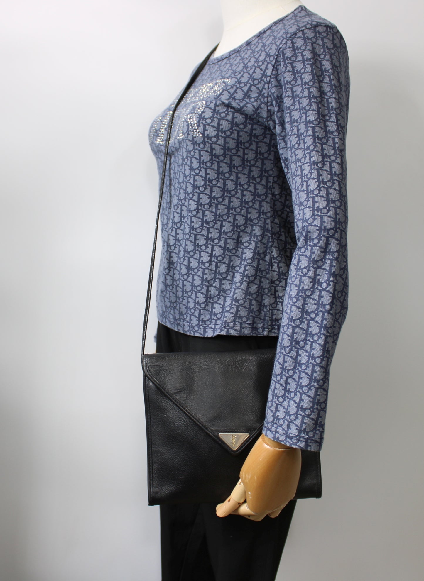 Yves Saint Laurent Black Leather Flap Crossbody Bag