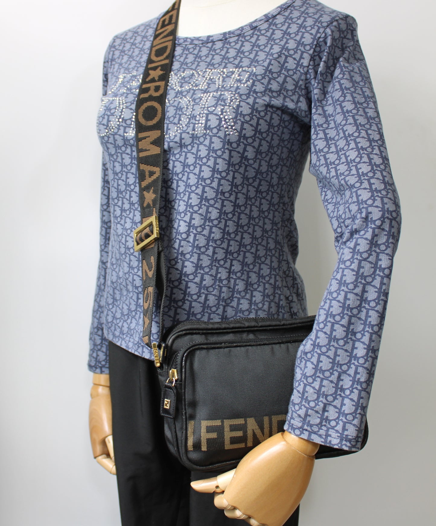 Fendi Roma Black 1925 Logo Crossbody Bag