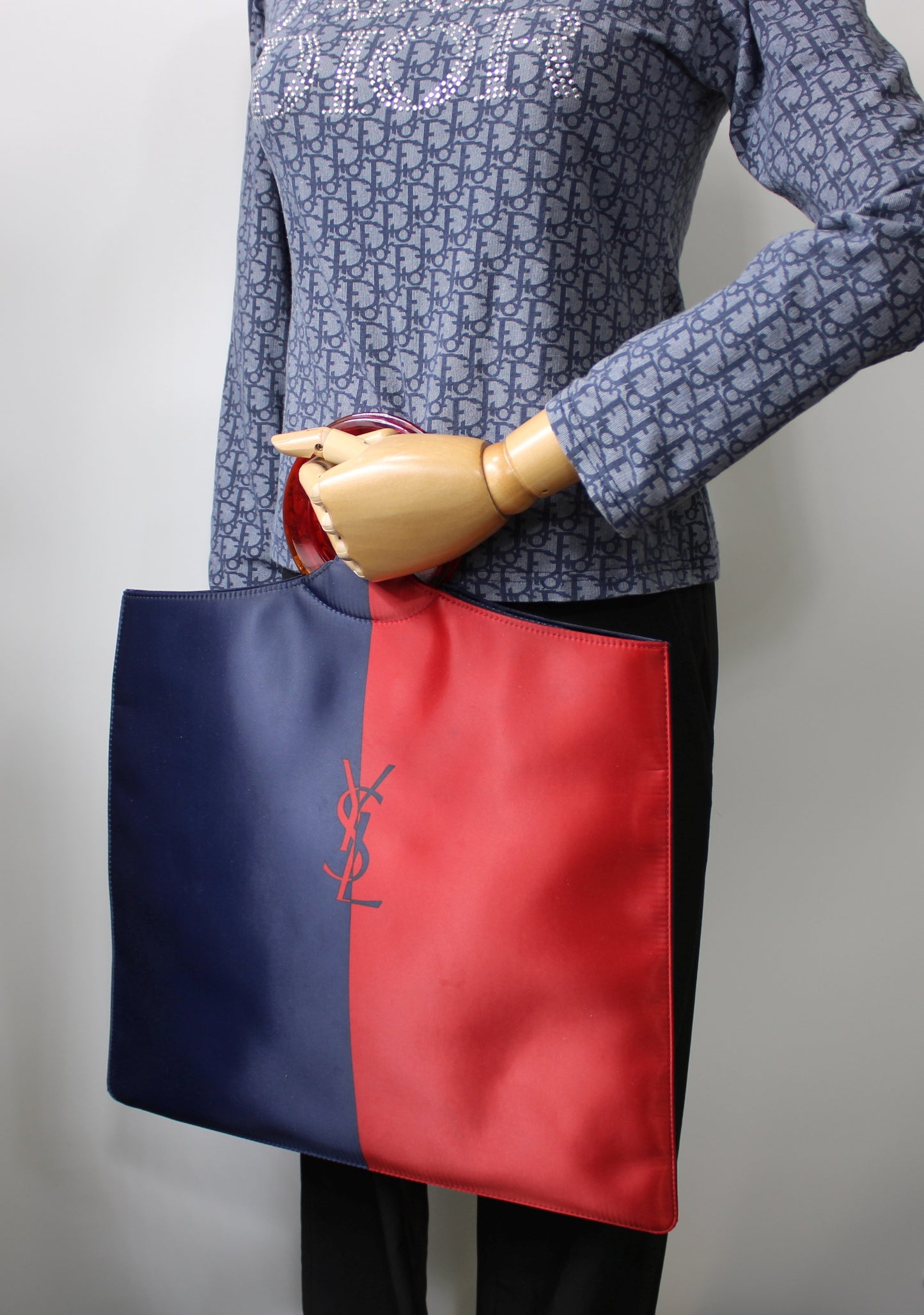 Yves Saint Laurent Red Blue Cloth Tote Bag
