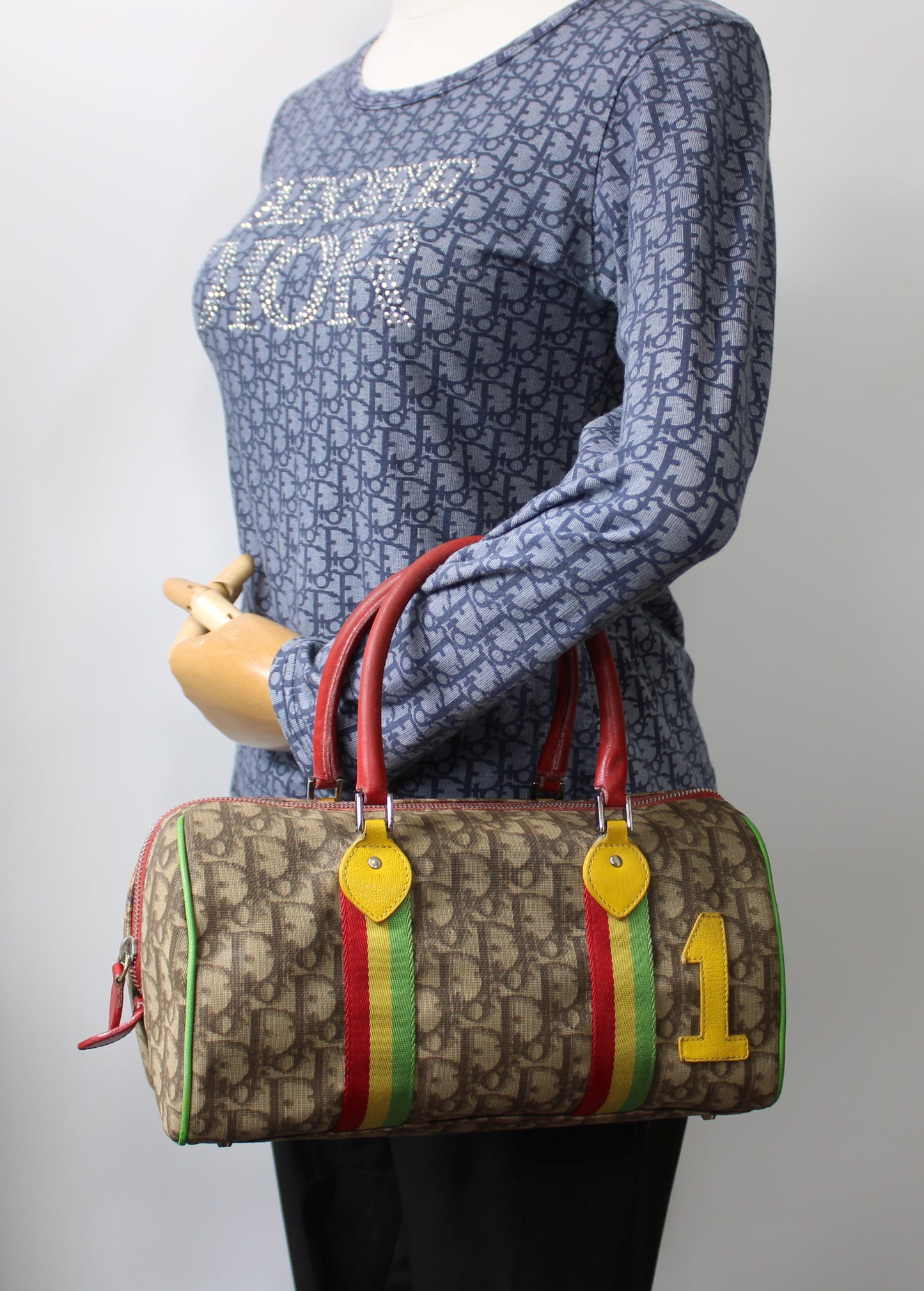 Christian Dior Brown Canvas Rasta Number One Mini Boston Bag