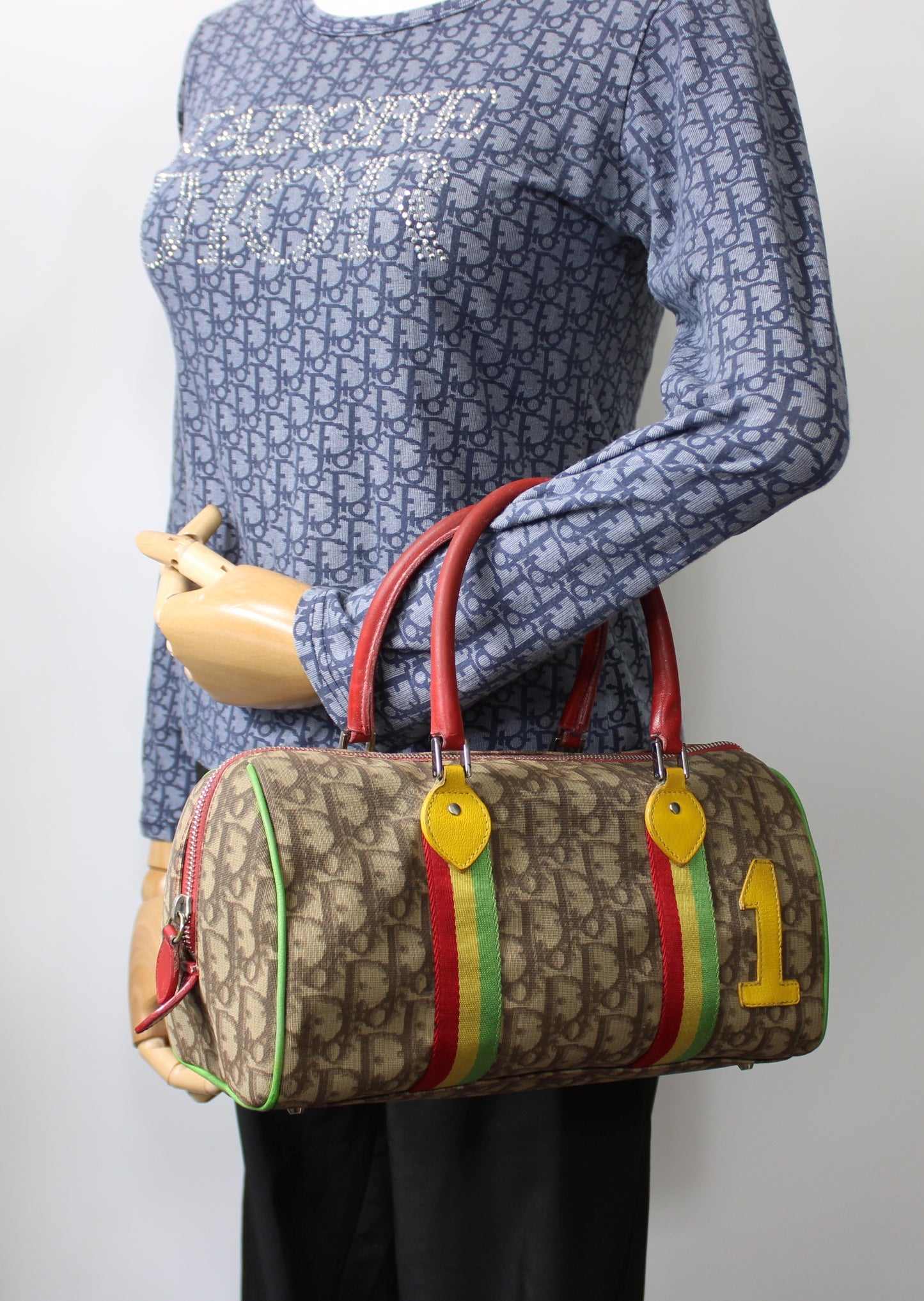 Christian Dior Brown Canvas Rasta Number One Mini Boston Bag