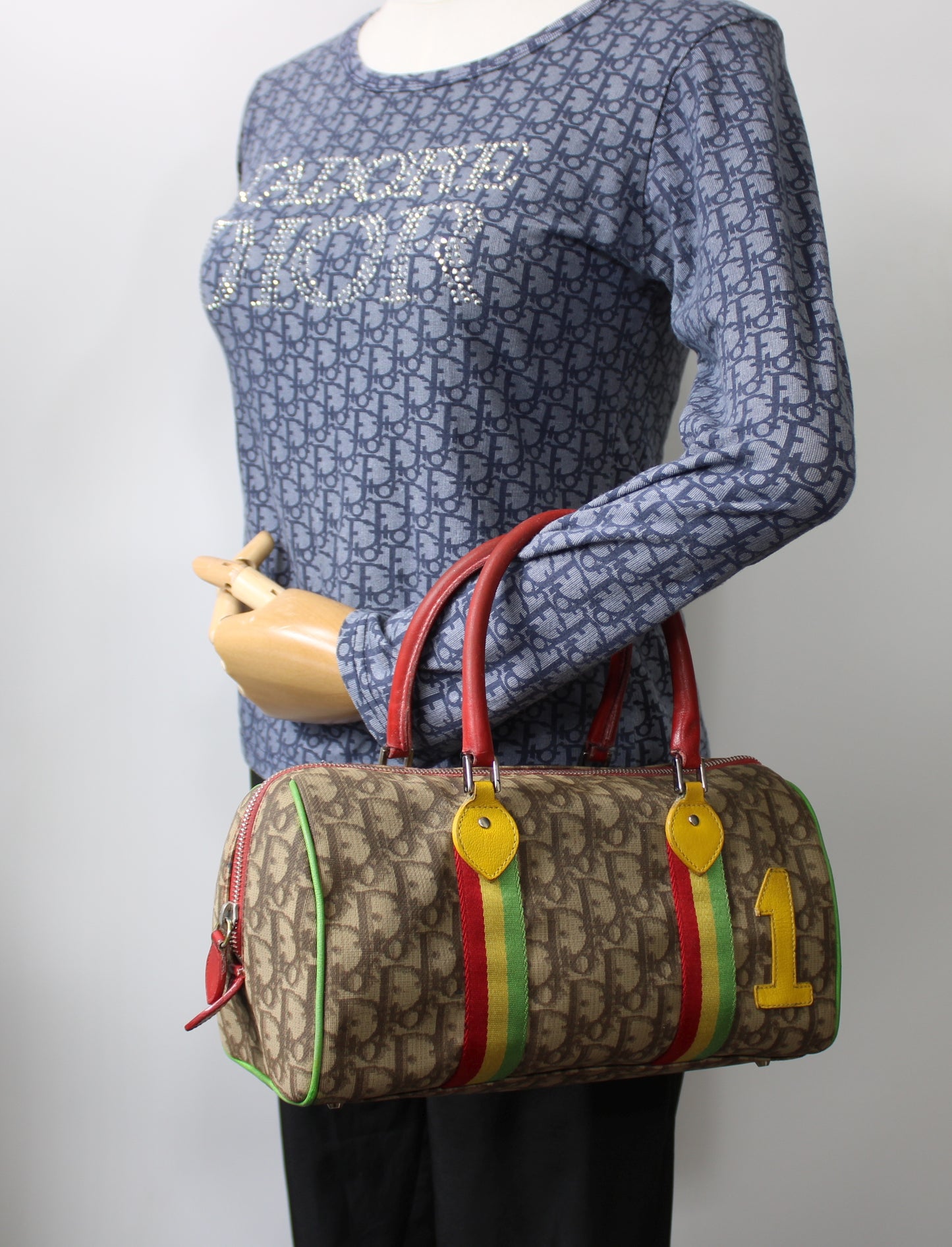 Christian Dior Brown Canvas Rasta Number One Mini Boston Bag