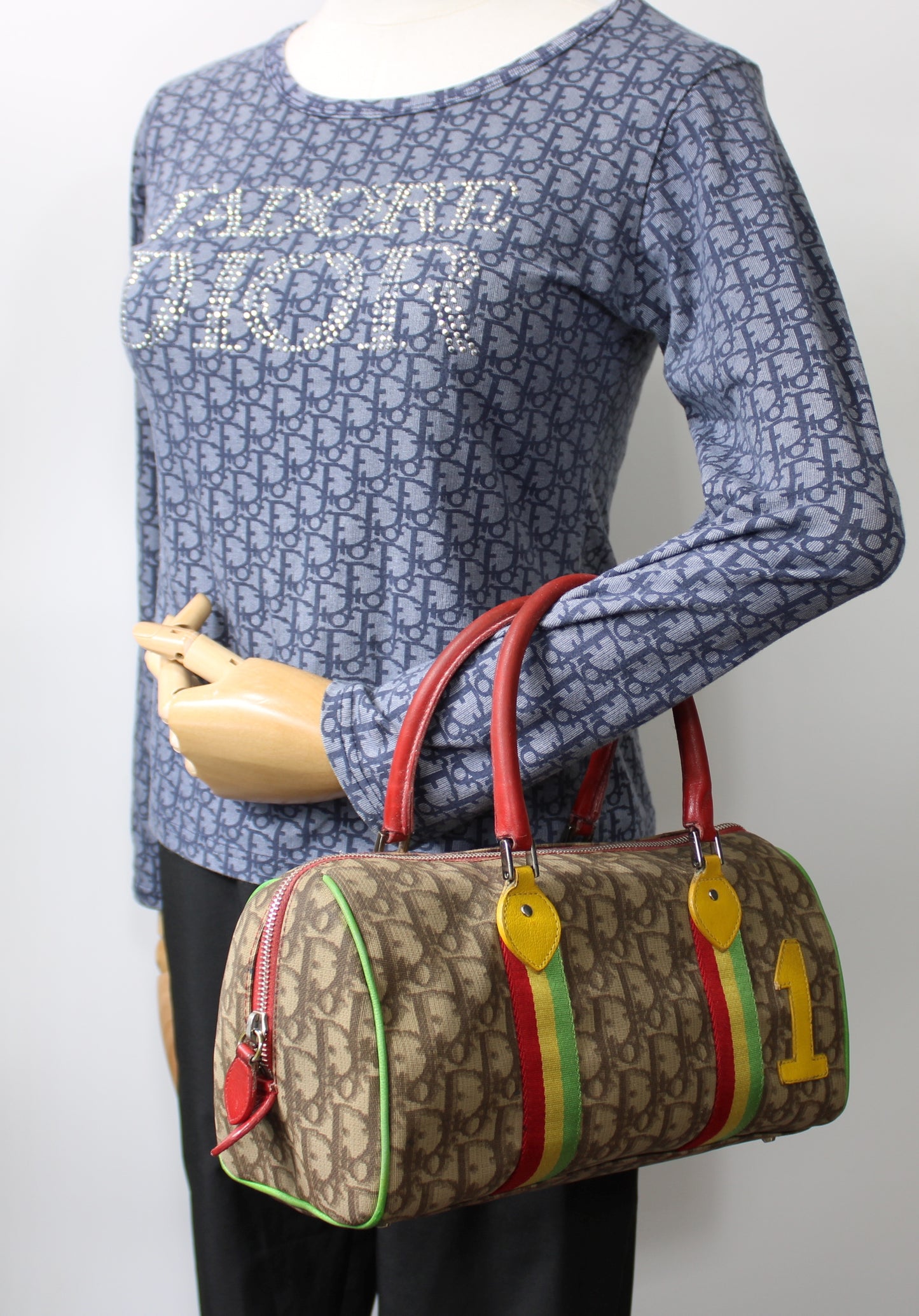 Christian Dior Brown Canvas Rasta Number One Mini Boston Bag