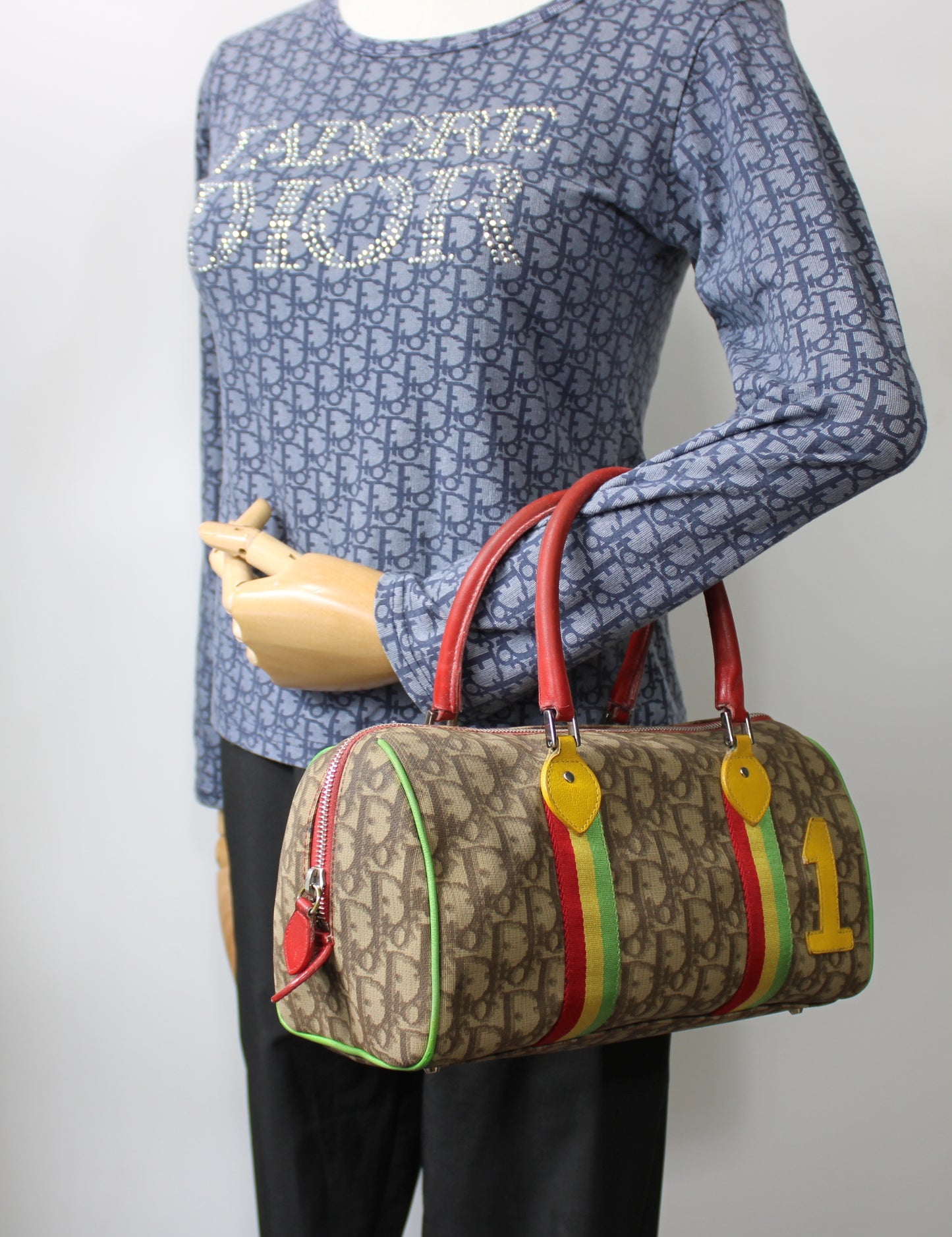 Christian Dior Brown Canvas Rasta Number One Mini Boston Bag