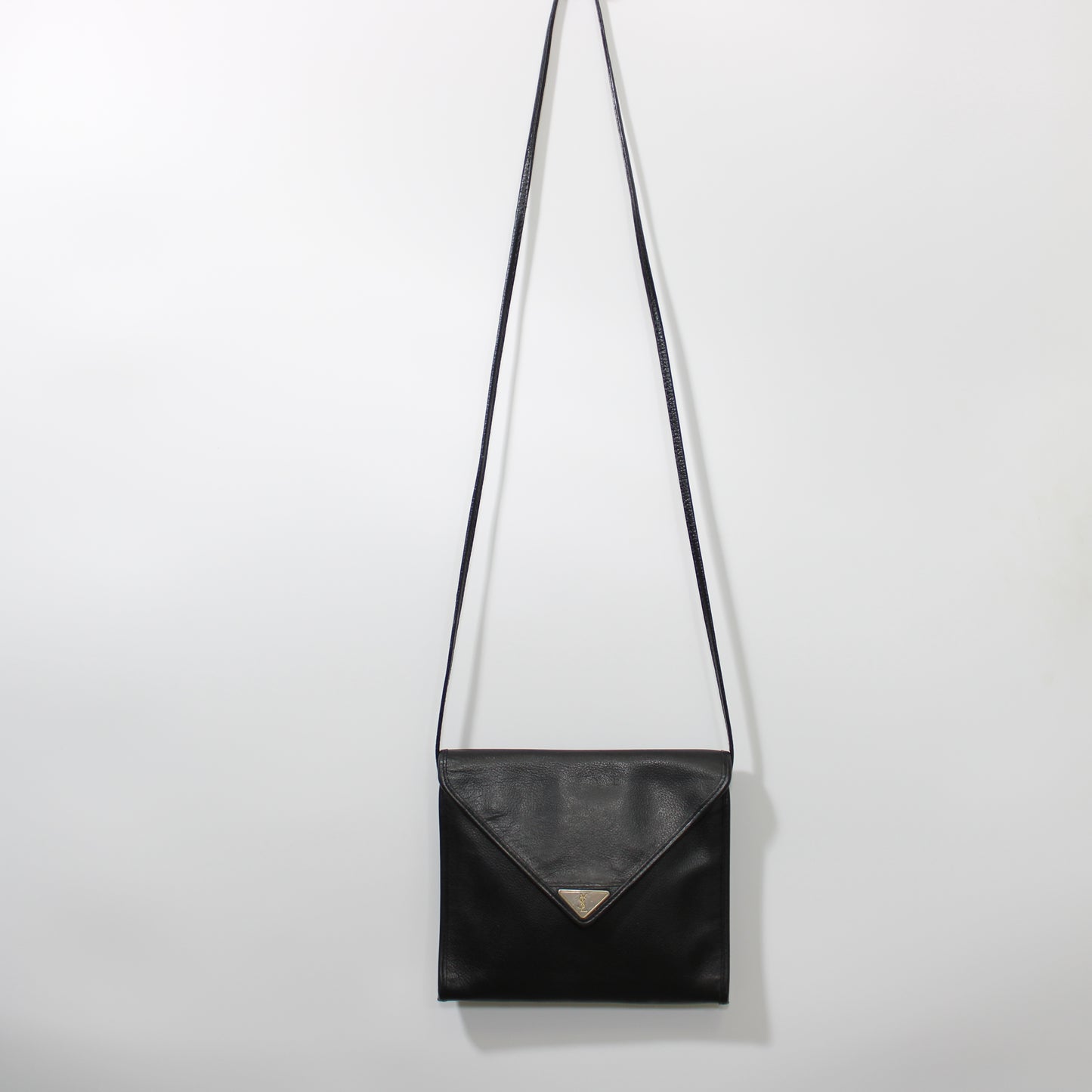 Yves Saint Laurent Black Leather Flap Crossbody Bag