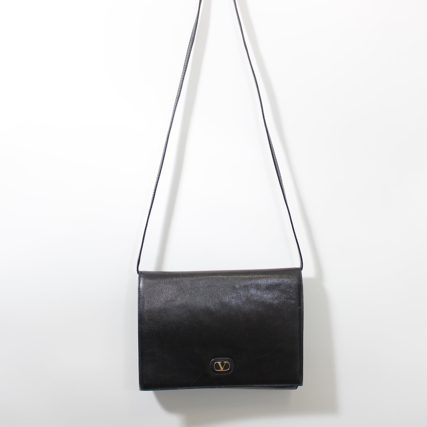 Valentino Garavani Dark Navy Leather Flap Crossbody Clutch