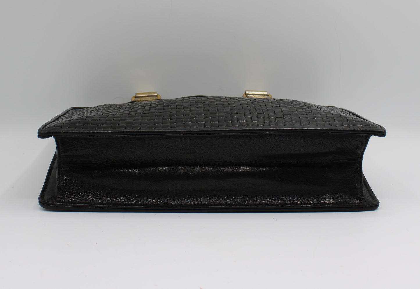 Fendi Black Woven Leather Top Handle Bag