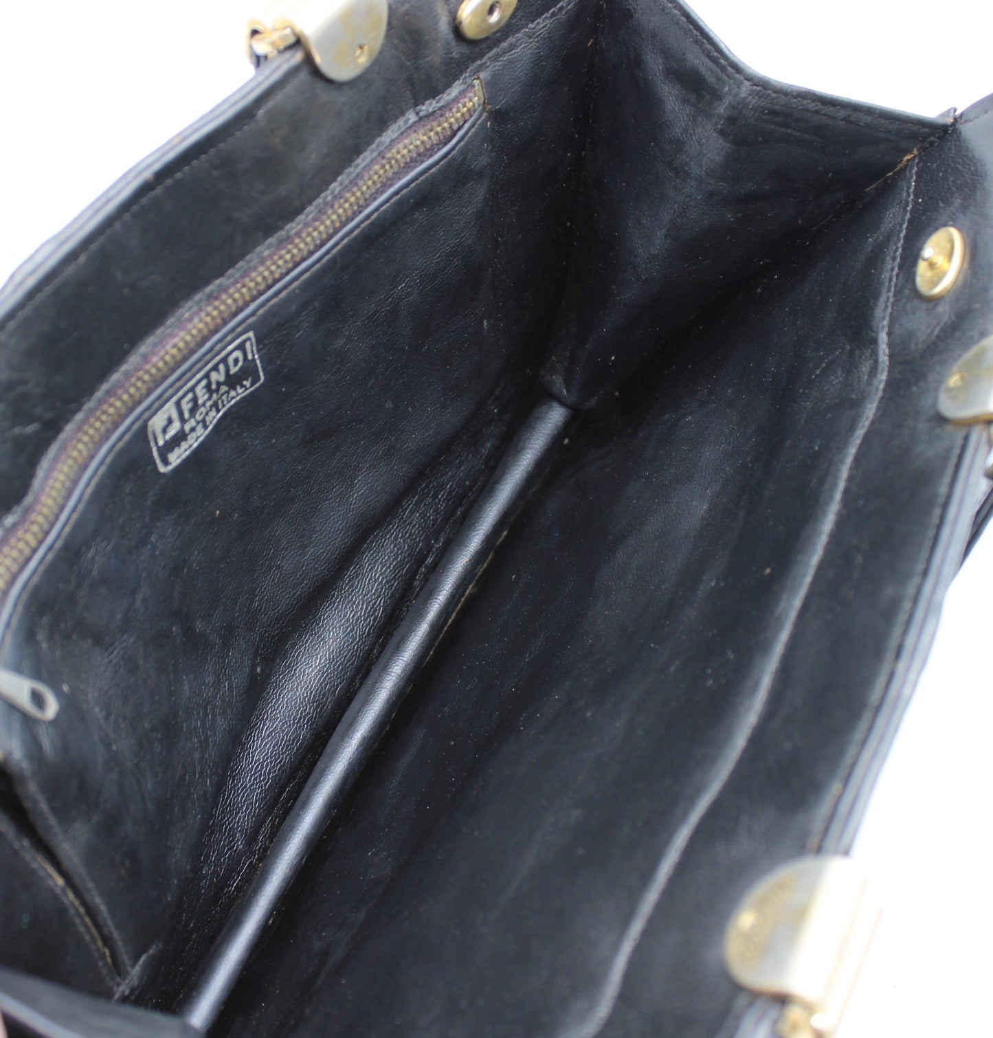 Fendi Black Woven Leather Top Handle Bag