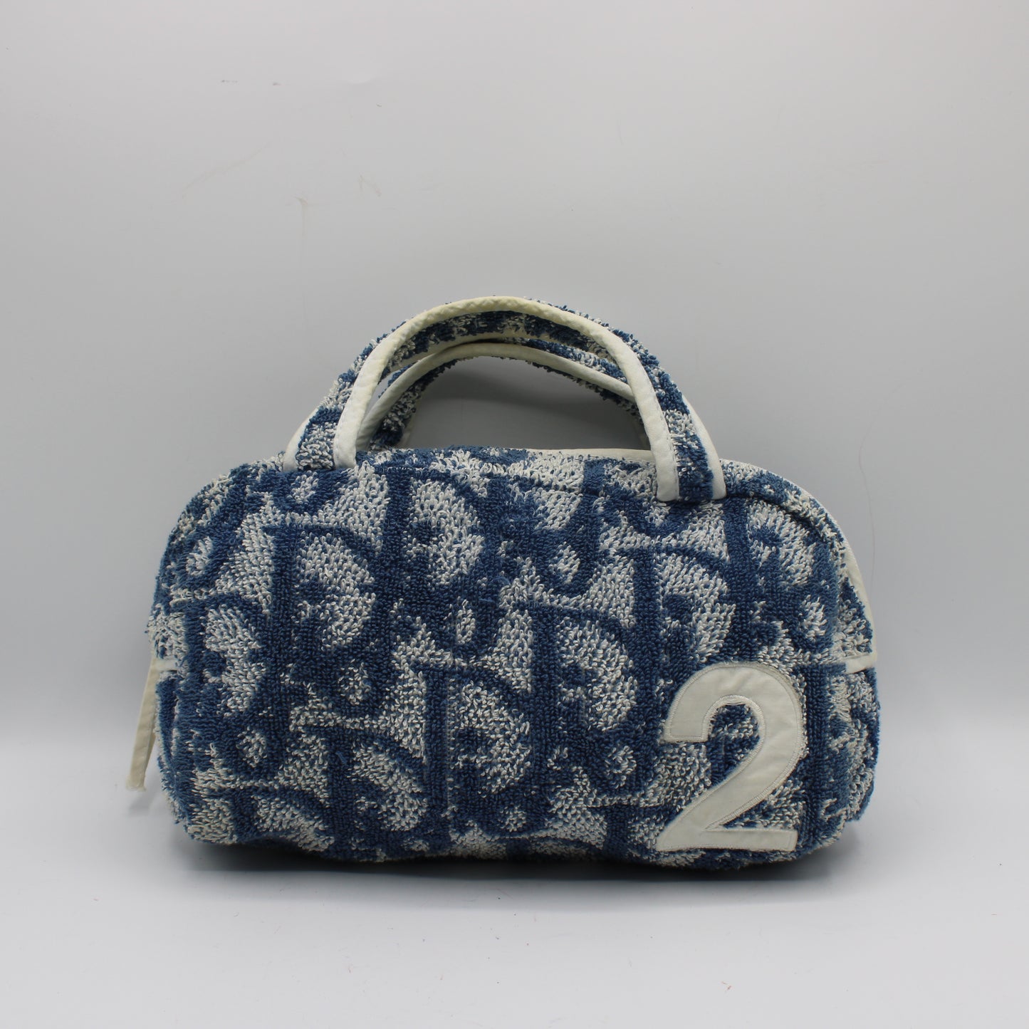 Christian Dior Blue Terry Cloth Number 2 Hand Bag