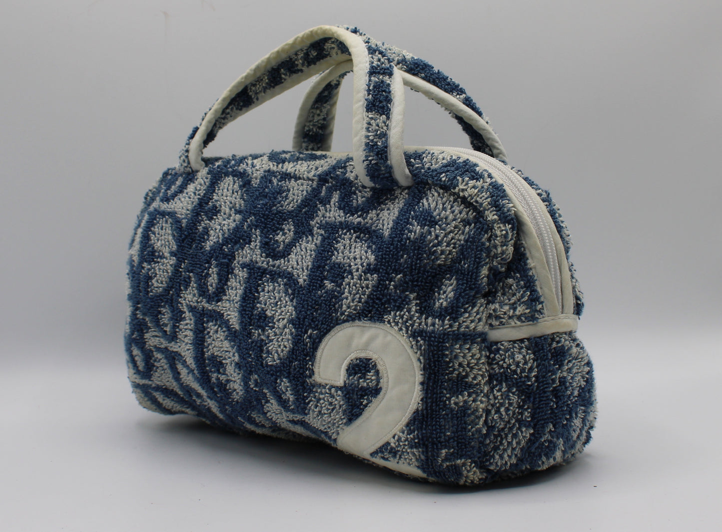 Christian Dior Blue Terry Cloth Number 2 Hand Bag