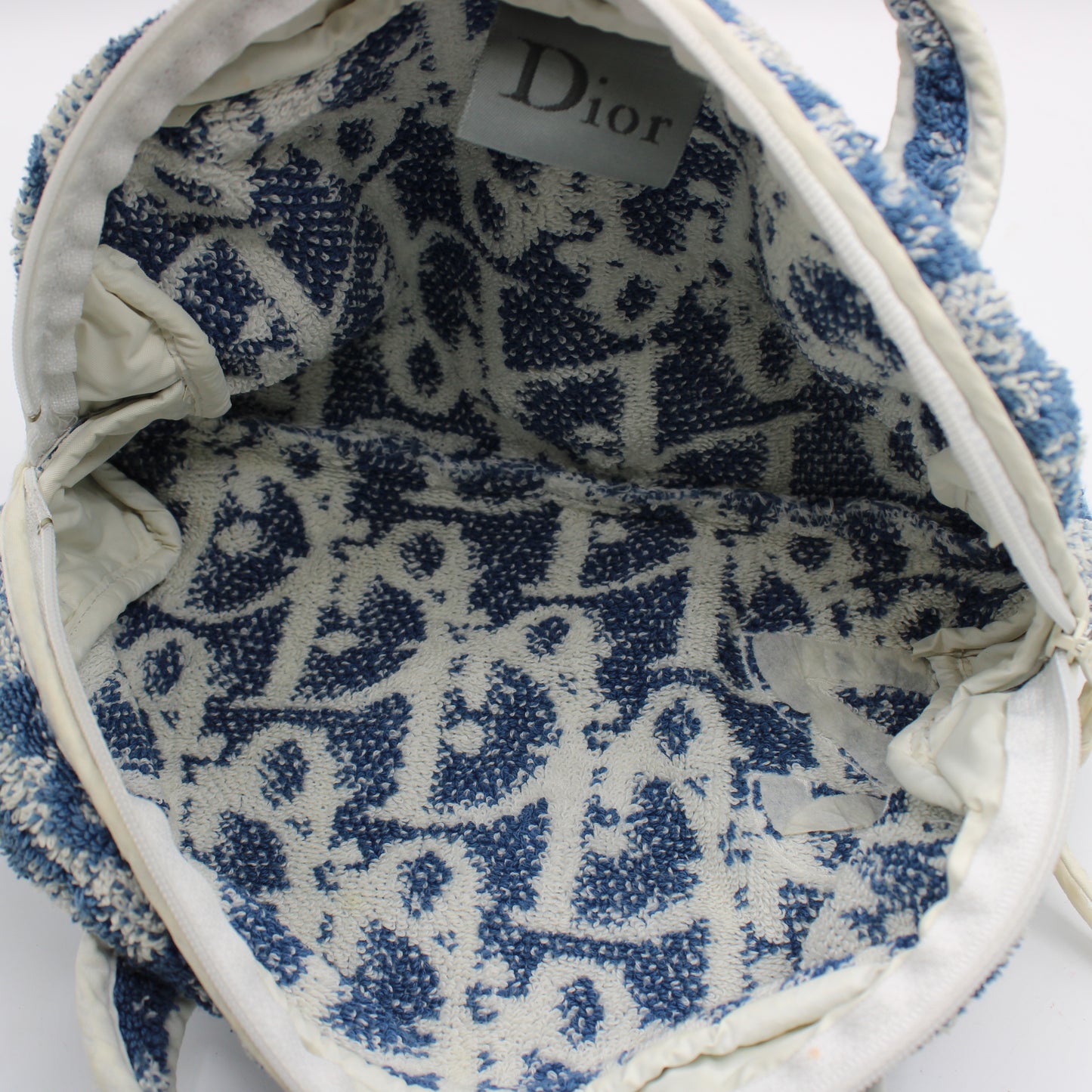 Christian Dior Blue Terry Cloth Number 2 Hand Bag