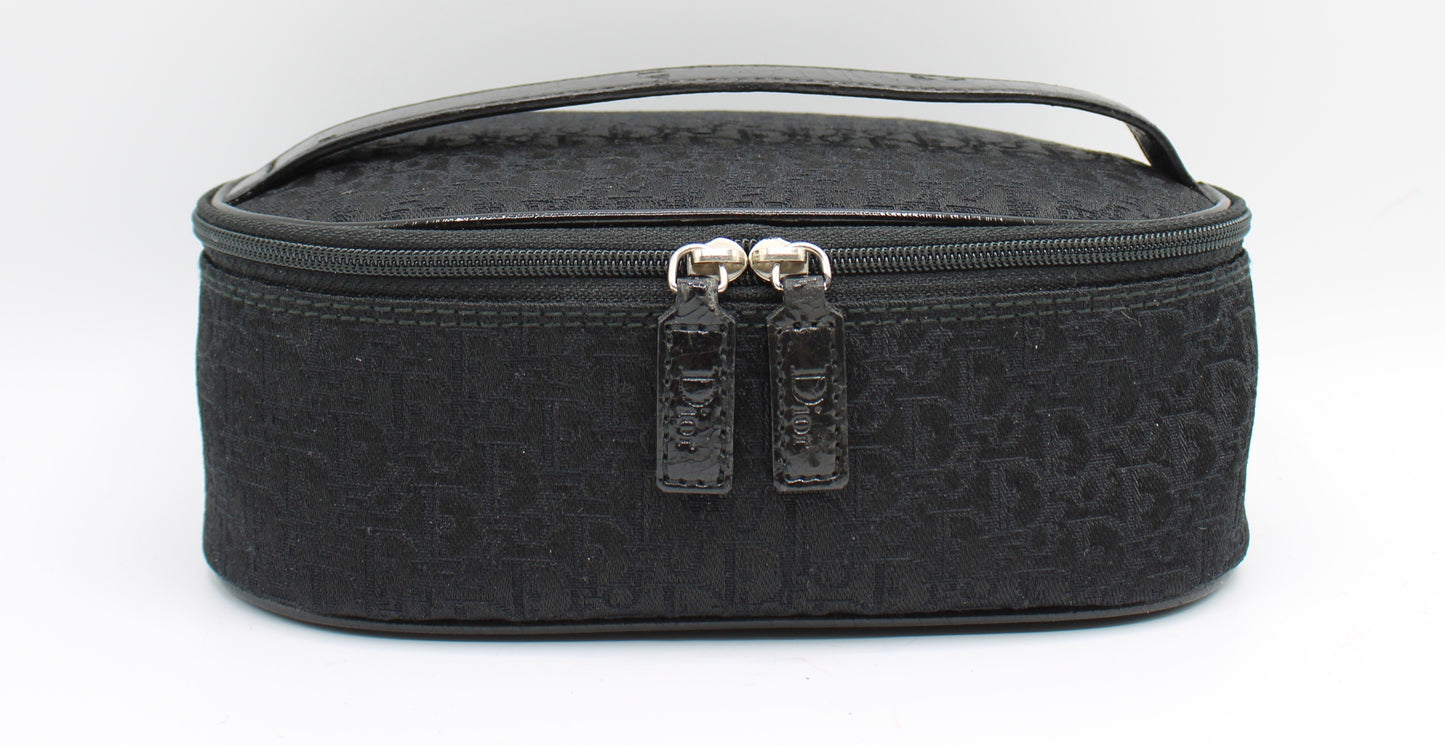 Christian Dior Black Logo Cloth Mini Vanity Bag