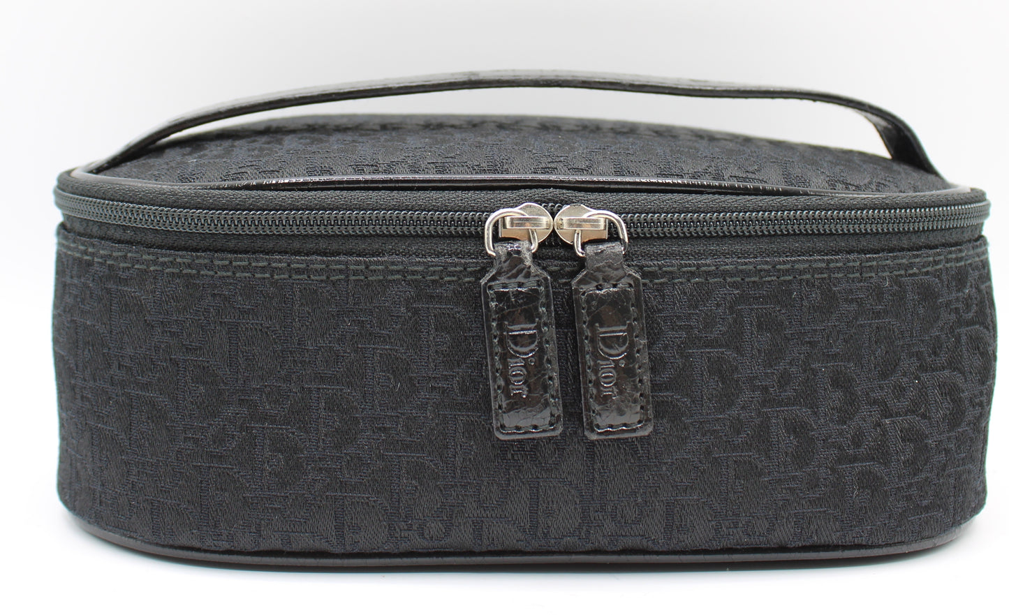 Christian Dior Black Logo Cloth Mini Vanity Bag