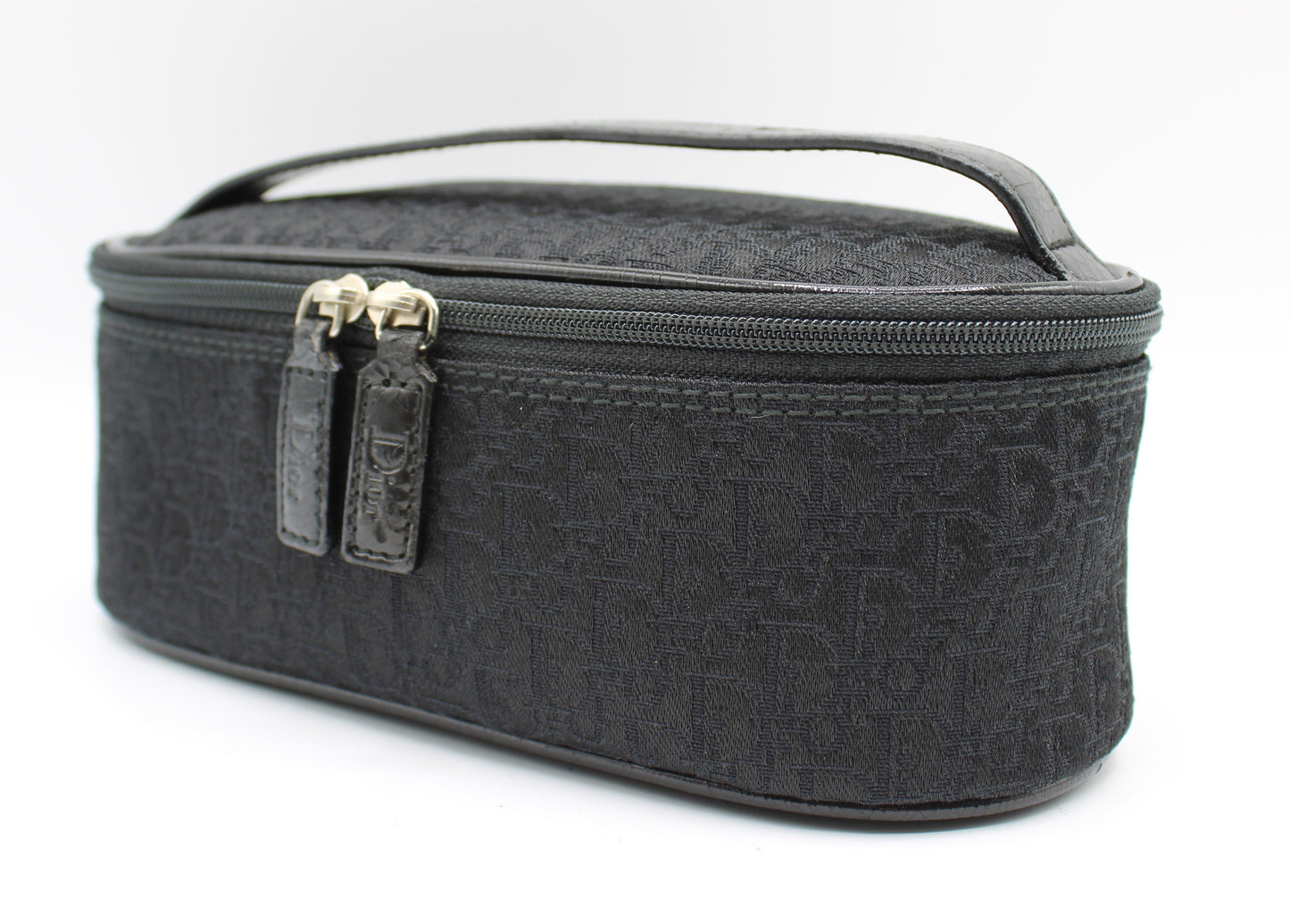 Christian Dior Black Logo Cloth Mini Vanity Bag