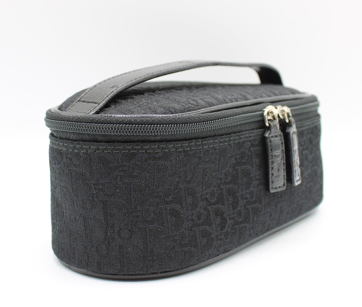 Christian Dior Black Logo Cloth Mini Vanity Bag