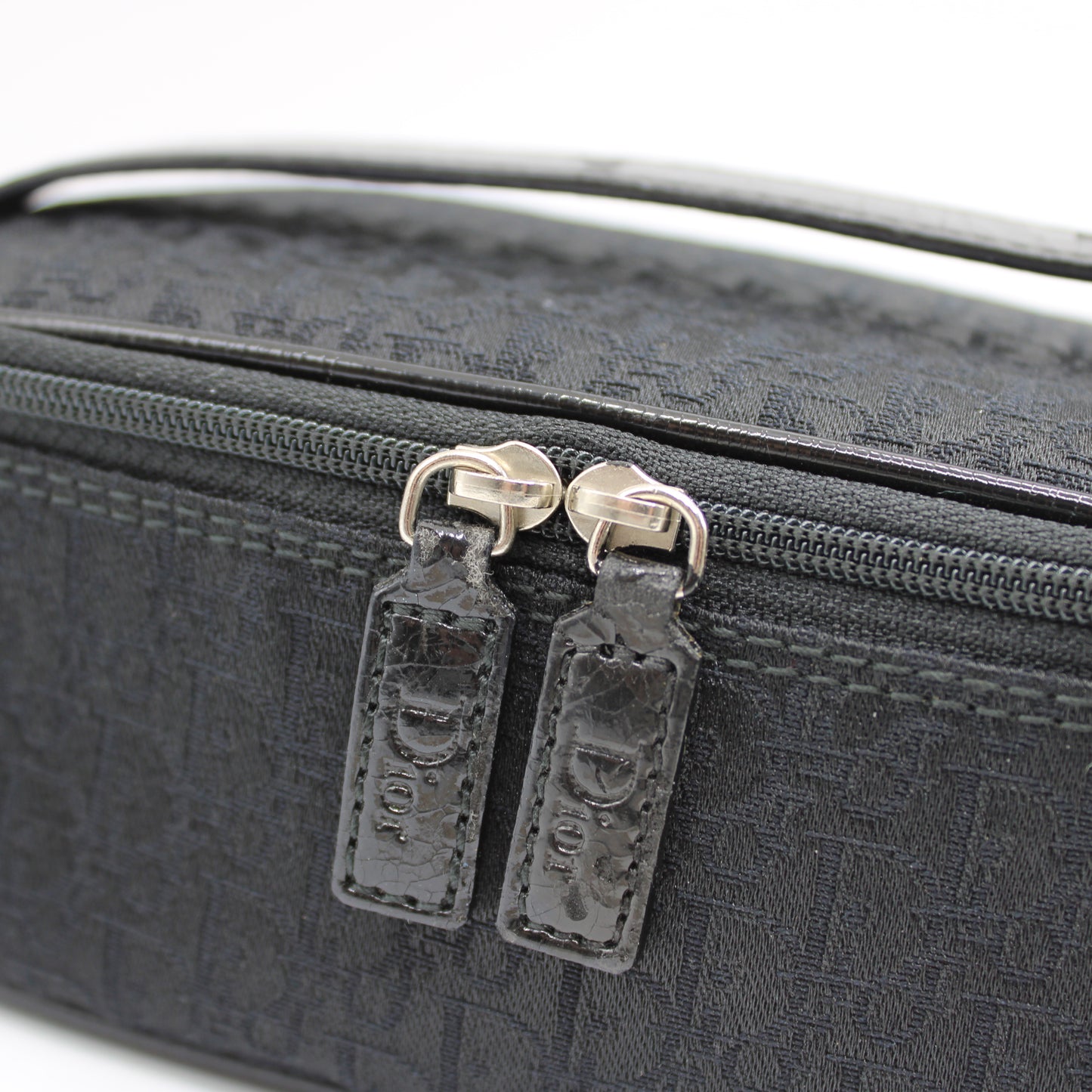 Christian Dior Black Logo Cloth Mini Vanity Bag