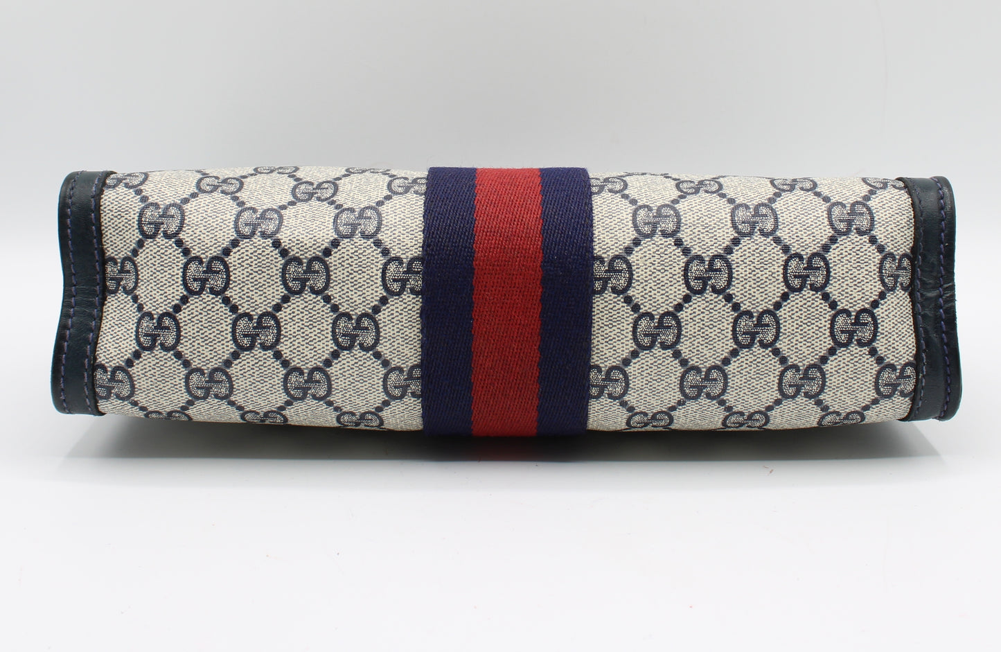 Gucci Navy GG Canvas Sherry Stripe Clutch
