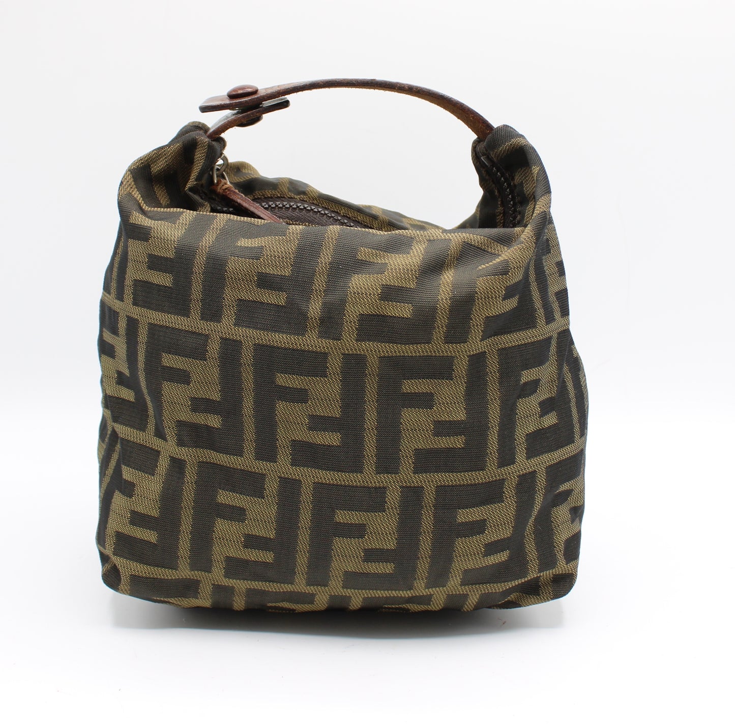 Fendi Brown Zucca Canvas Mini Handle Pouch