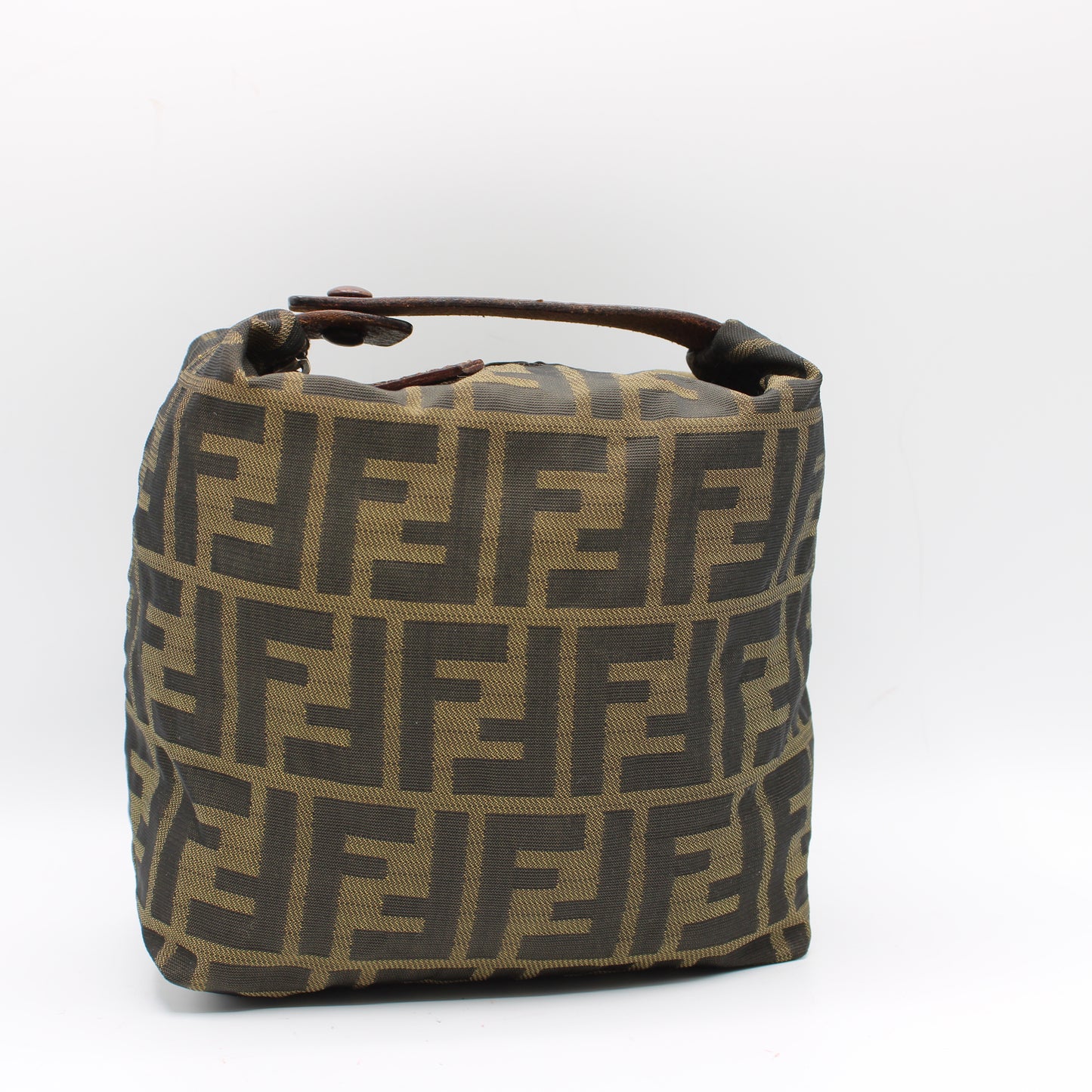Fendi Brown Zucca Canvas Mini Handle Pouch