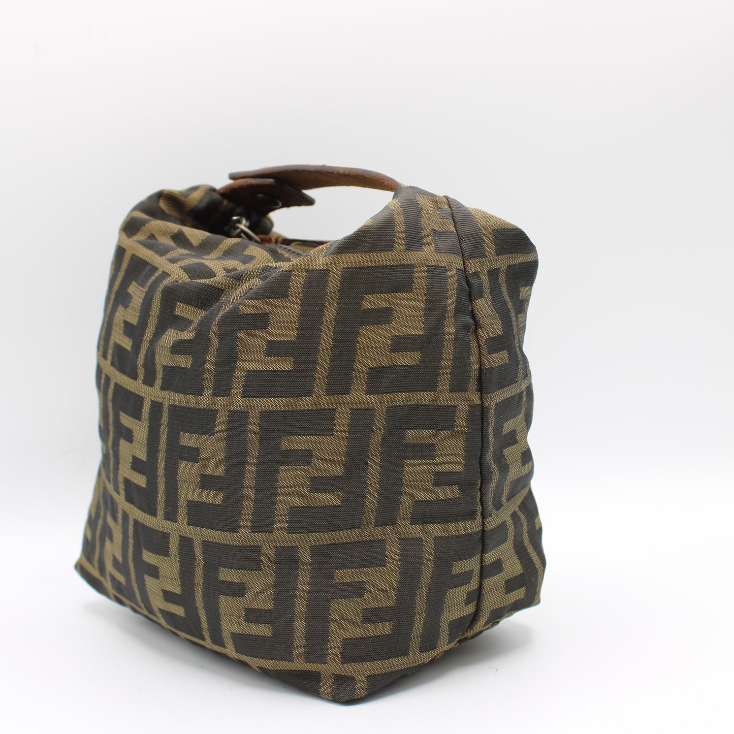 Fendi Brown Zucca Canvas Mini Handle Pouch