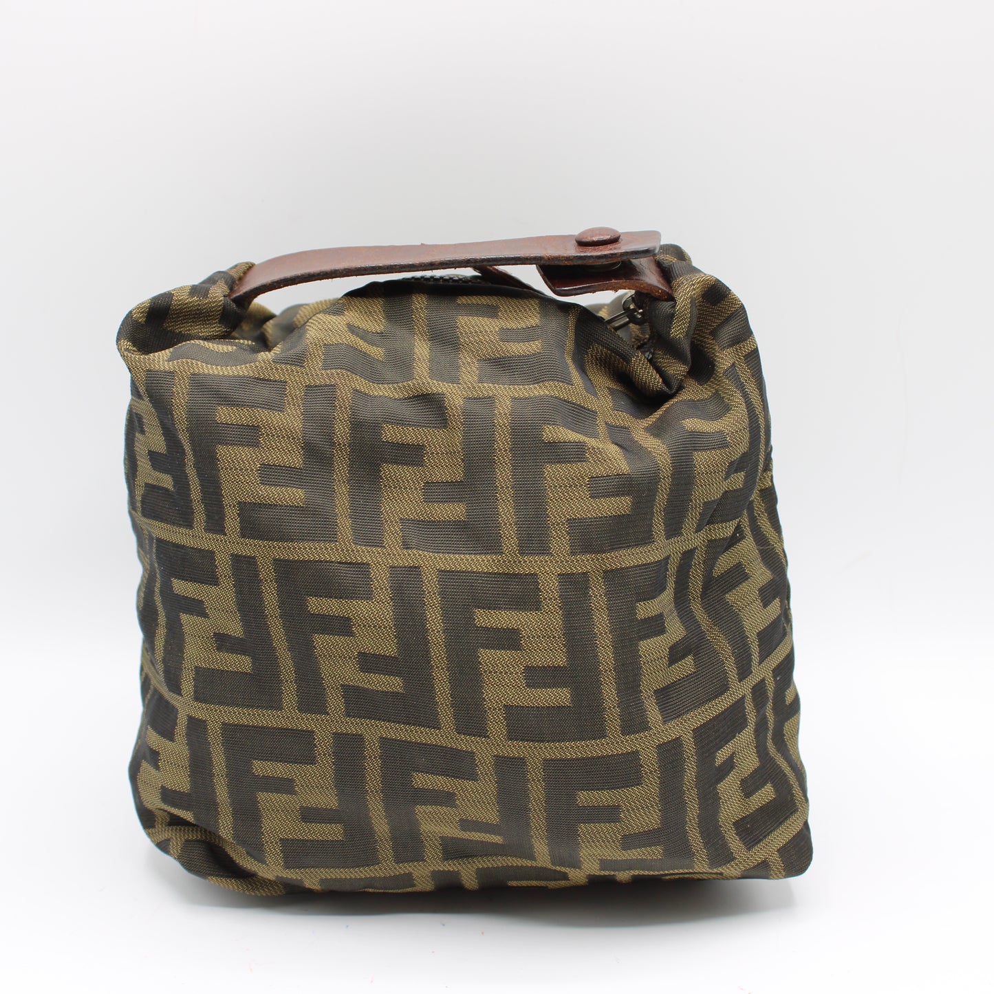Fendi Brown Zucca Canvas Mini Handle Pouch