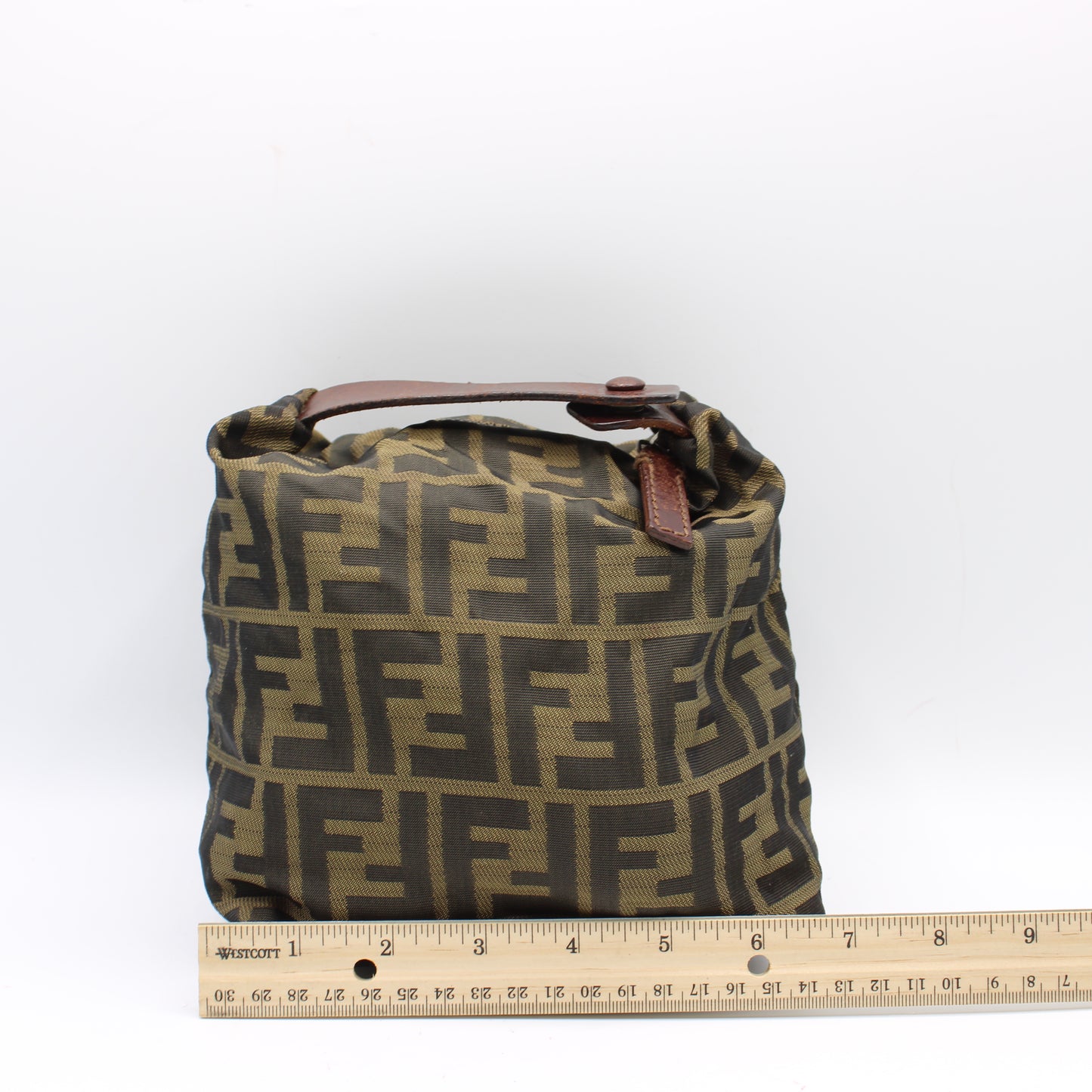 Fendi Brown Zucca Canvas Mini Handle Pouch