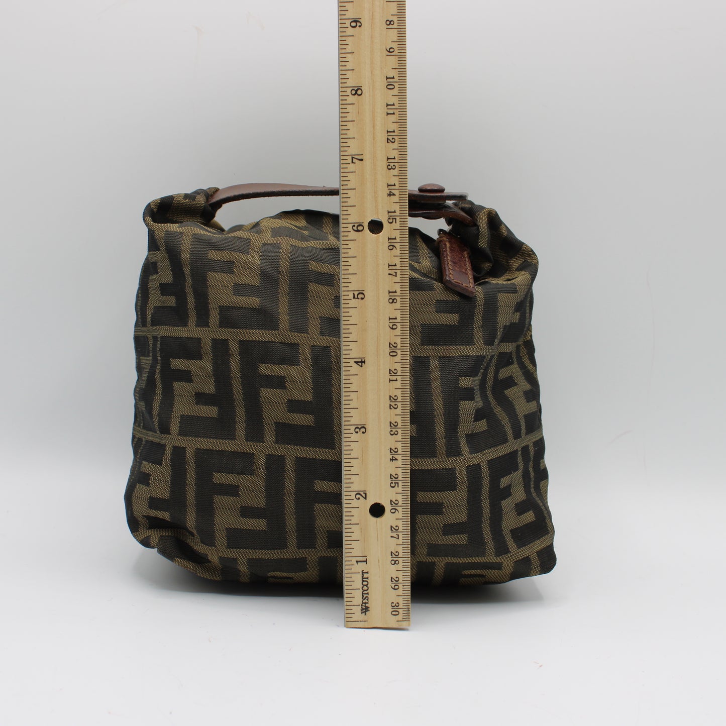 Fendi Brown Zucca Canvas Mini Handle Pouch