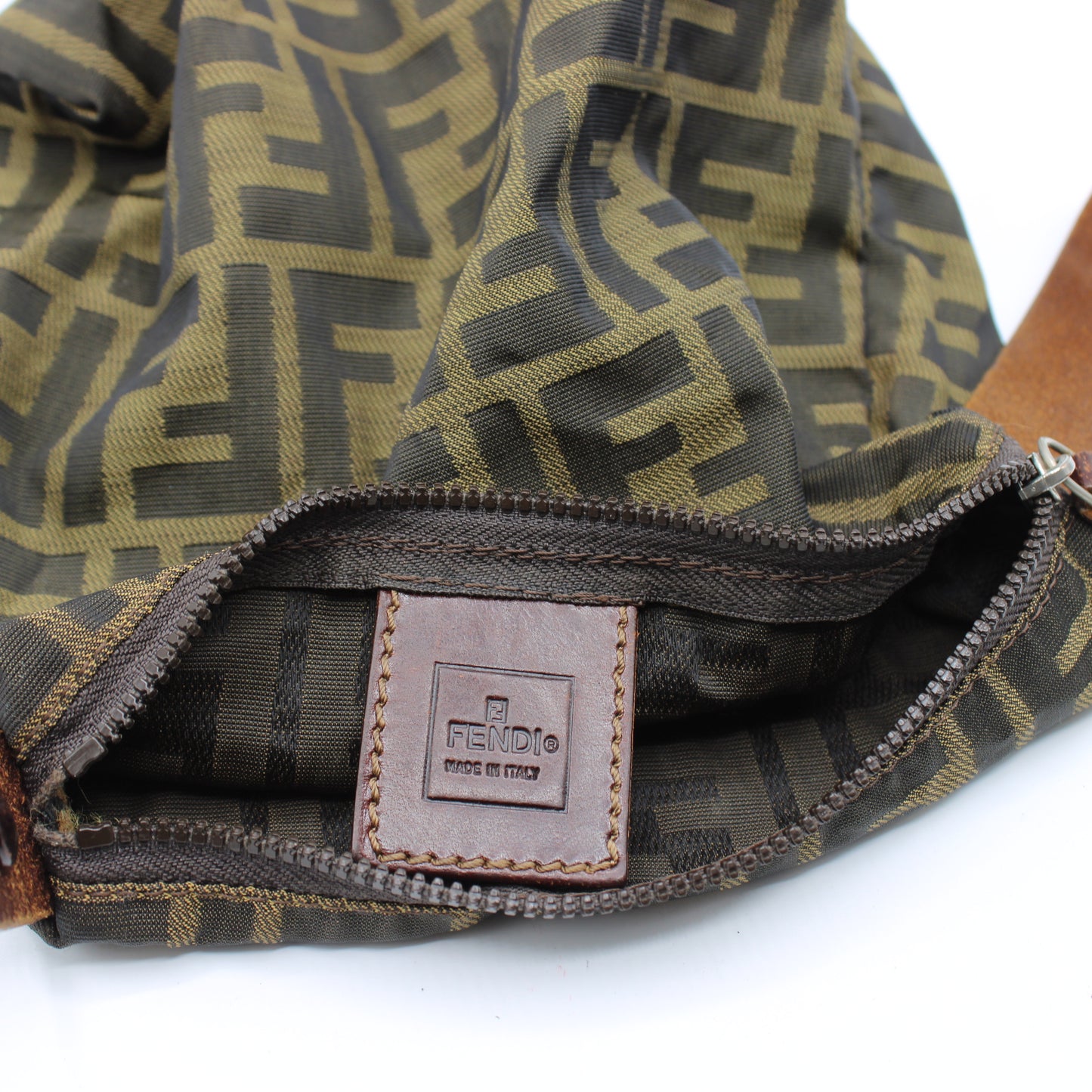 Fendi Brown Zucca Canvas Mini Handle Pouch