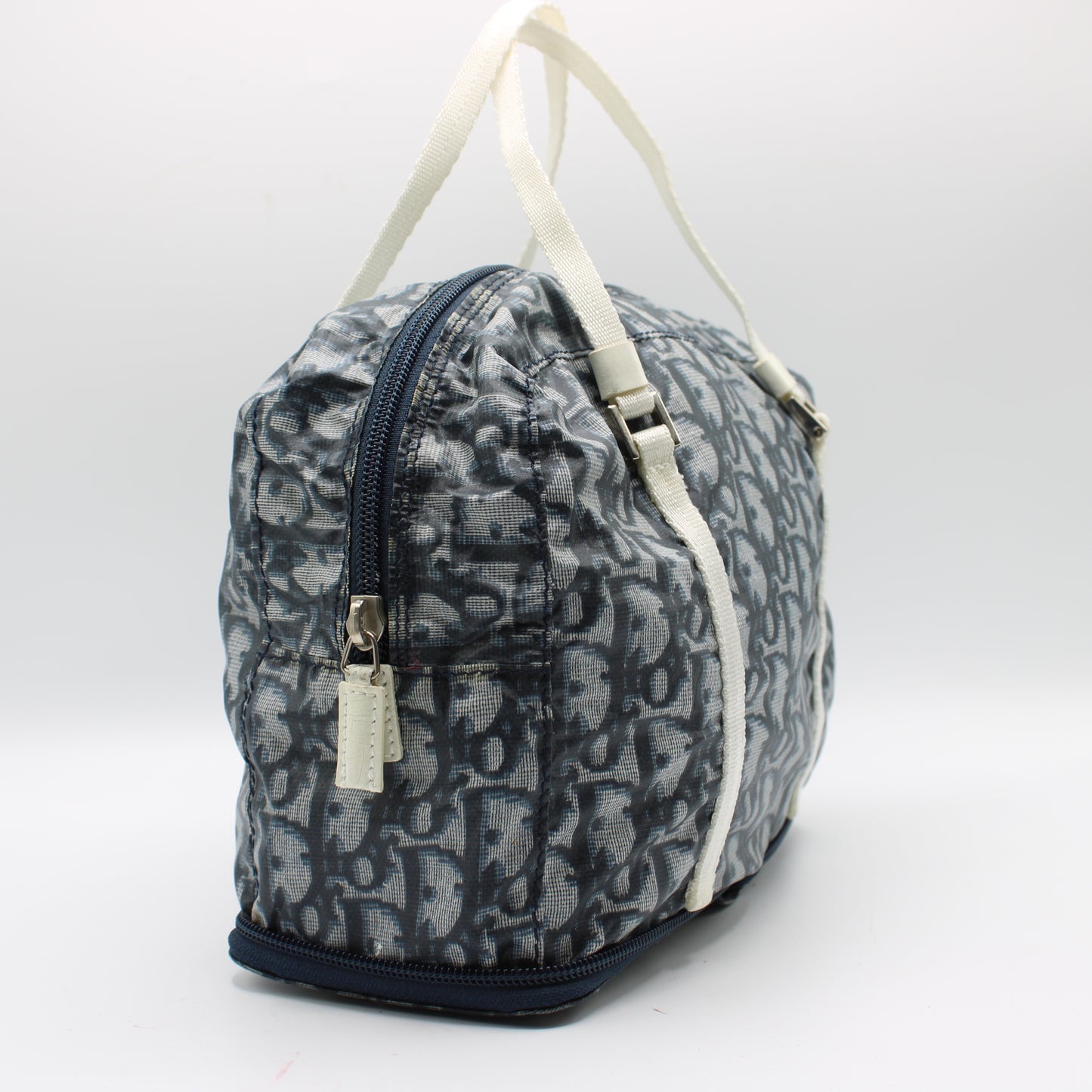 Christian Dior Blue White Trotter Nylon Foldable Travel Handbag