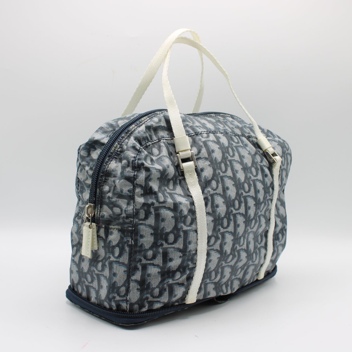 Christian Dior Blue White Trotter Nylon Foldable Travel Handbag