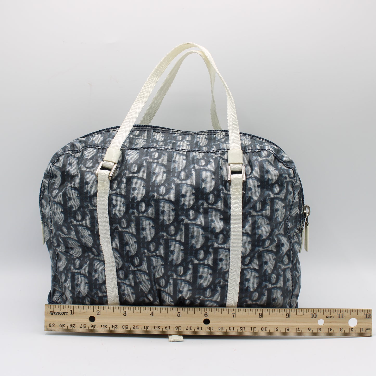 Christian Dior Blue White Trotter Nylon Foldable Travel Handbag