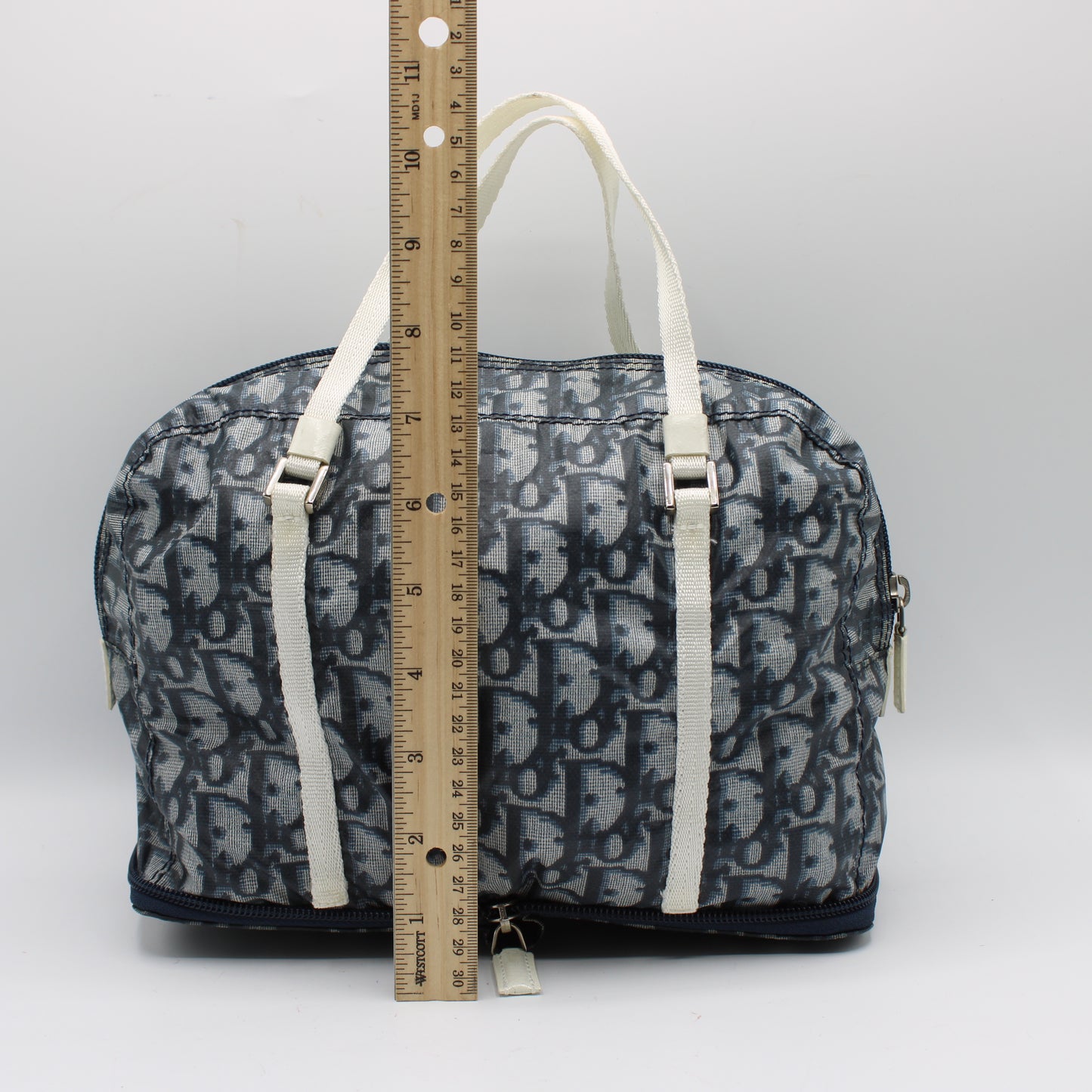 Christian Dior Blue White Trotter Nylon Foldable Travel Handbag