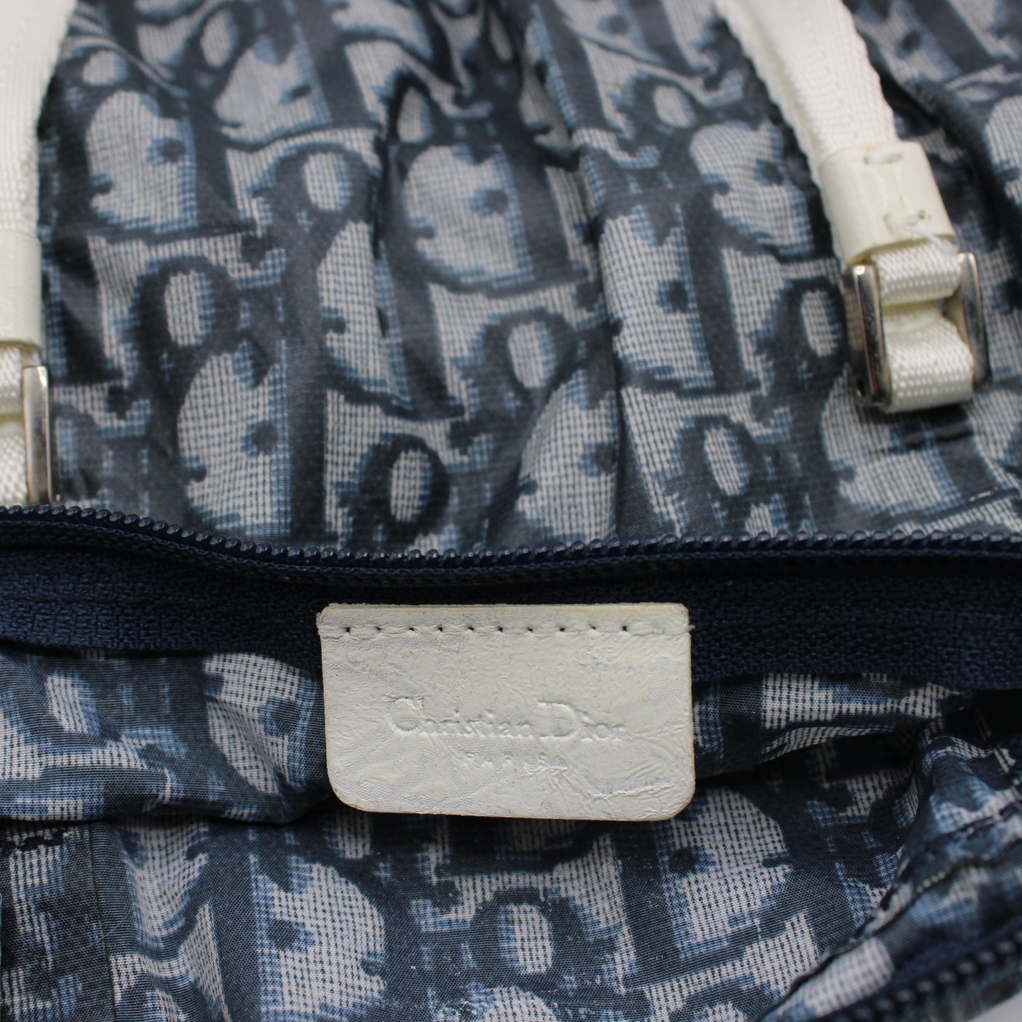 Christian Dior Blue White Trotter Nylon Foldable Travel Handbag