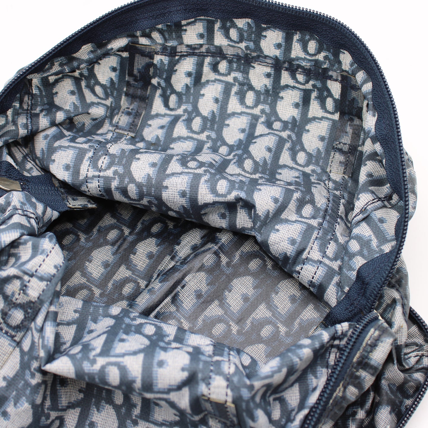 Christian Dior Blue White Trotter Nylon Foldable Travel Handbag