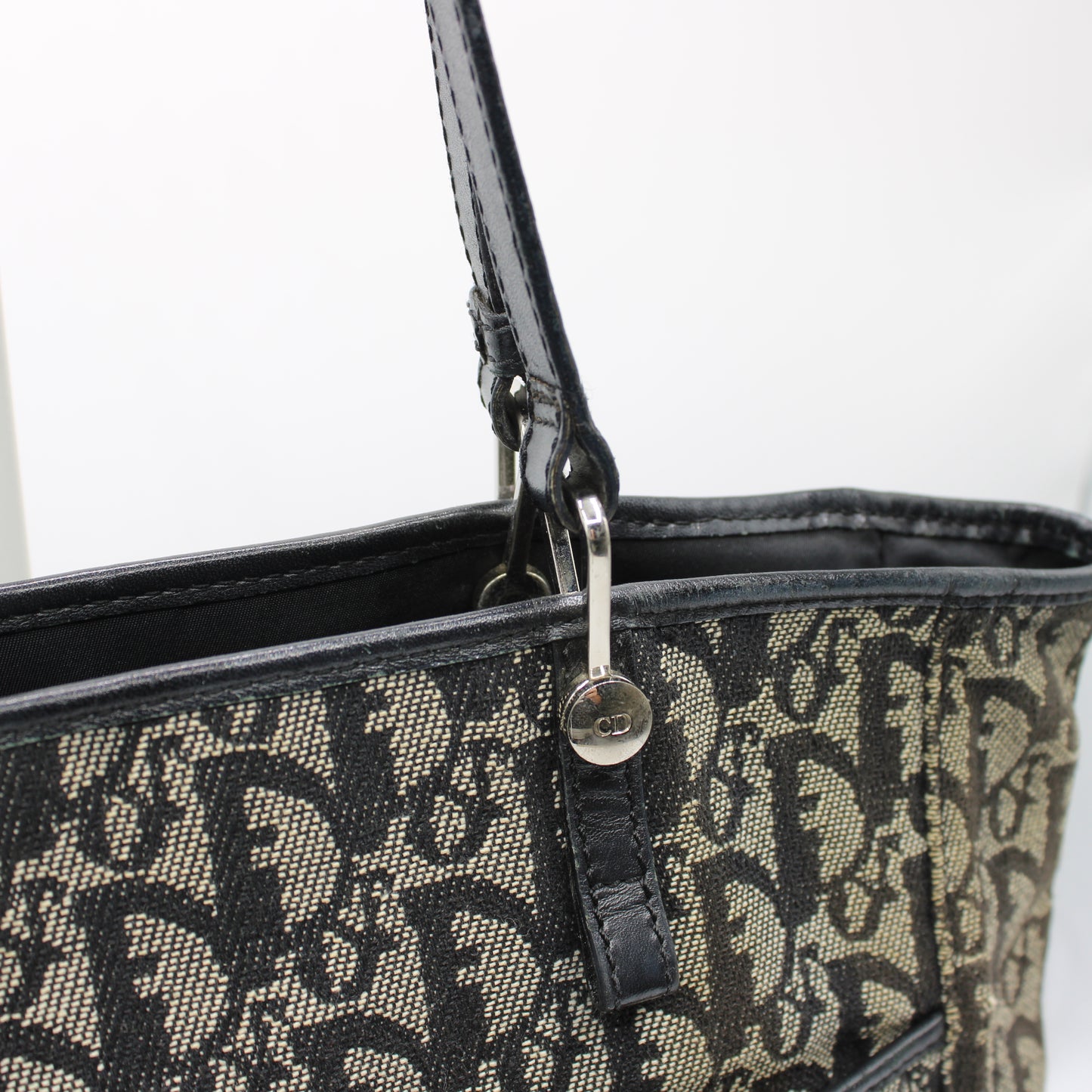 Christian Dior Navy Canvas Trotter Tote Bag