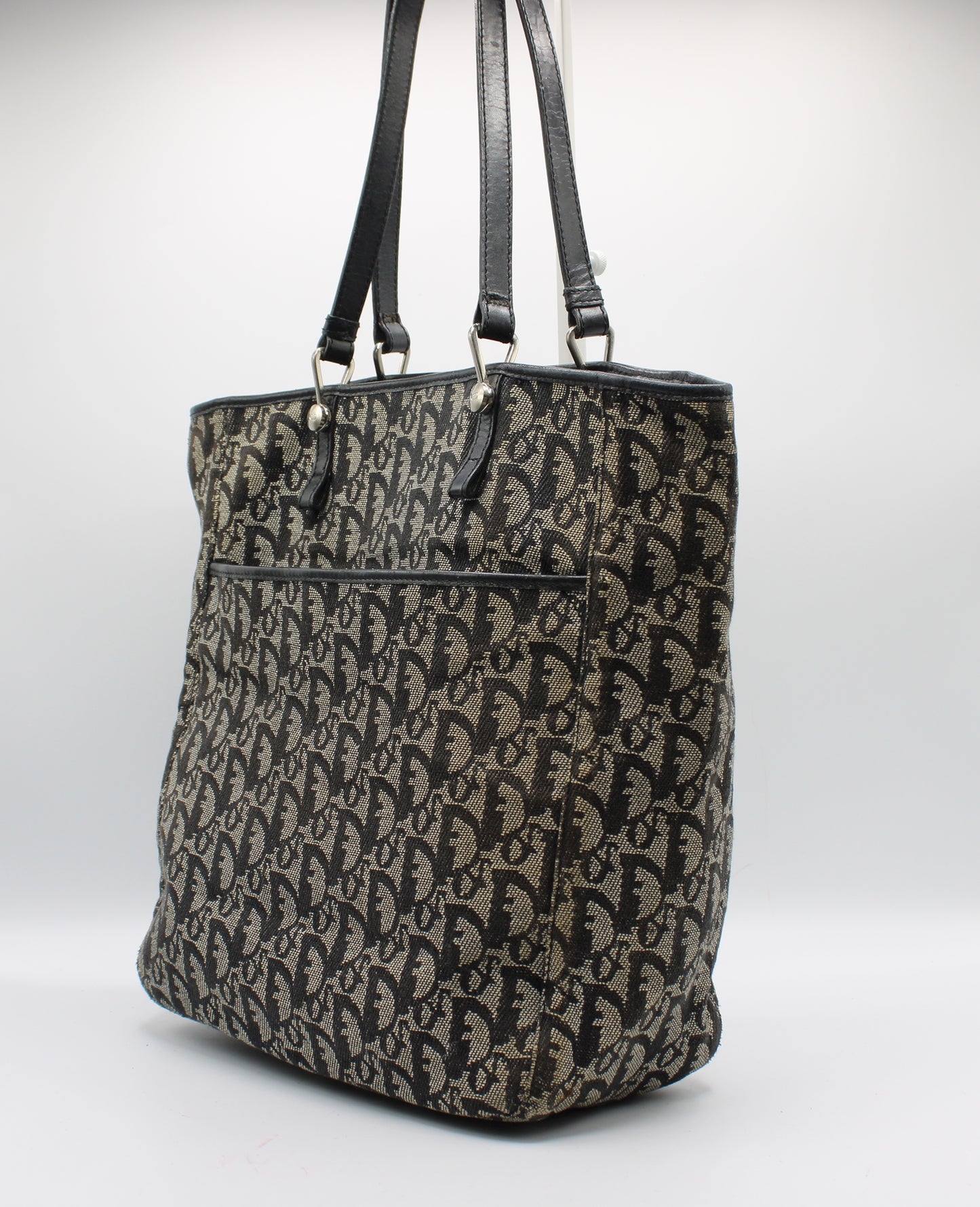 Christian Dior Navy Canvas Trotter Tote Bag