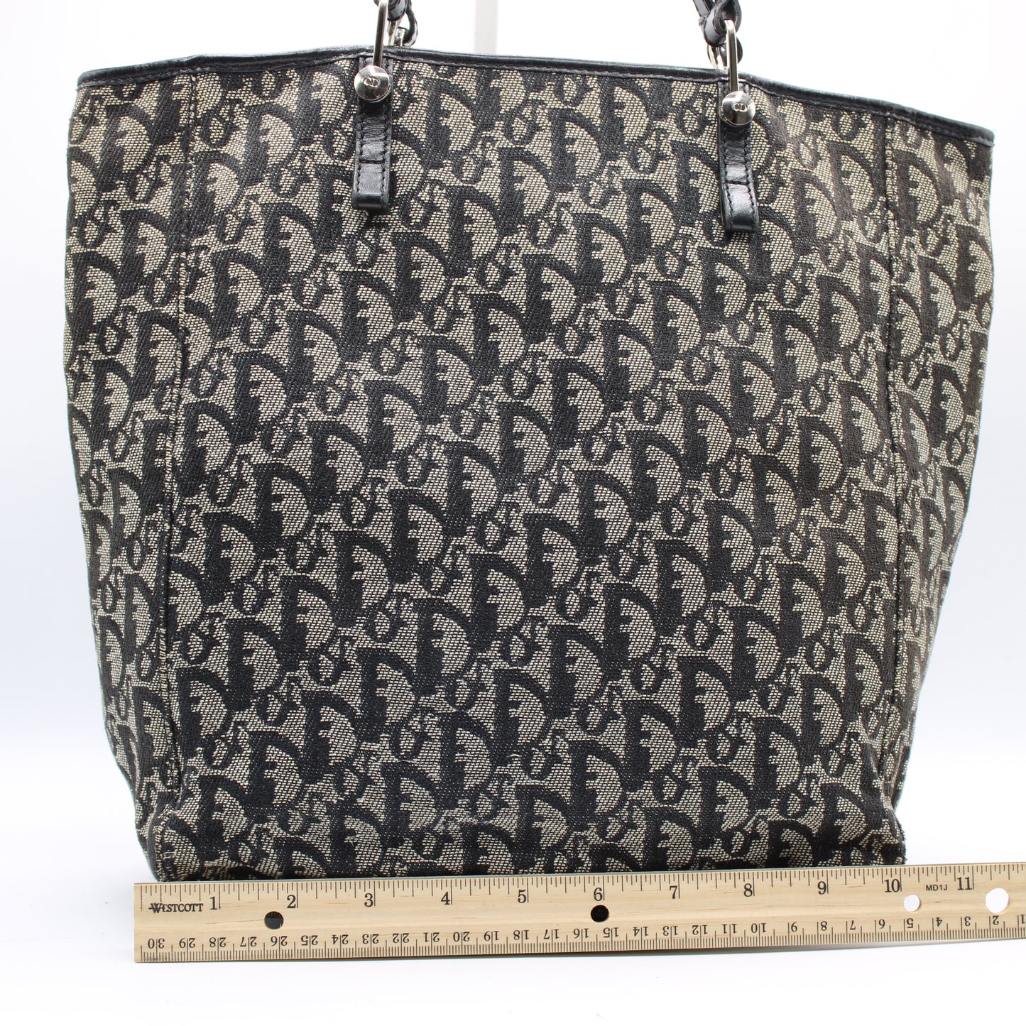 Christian Dior Navy Canvas Trotter Tote Bag