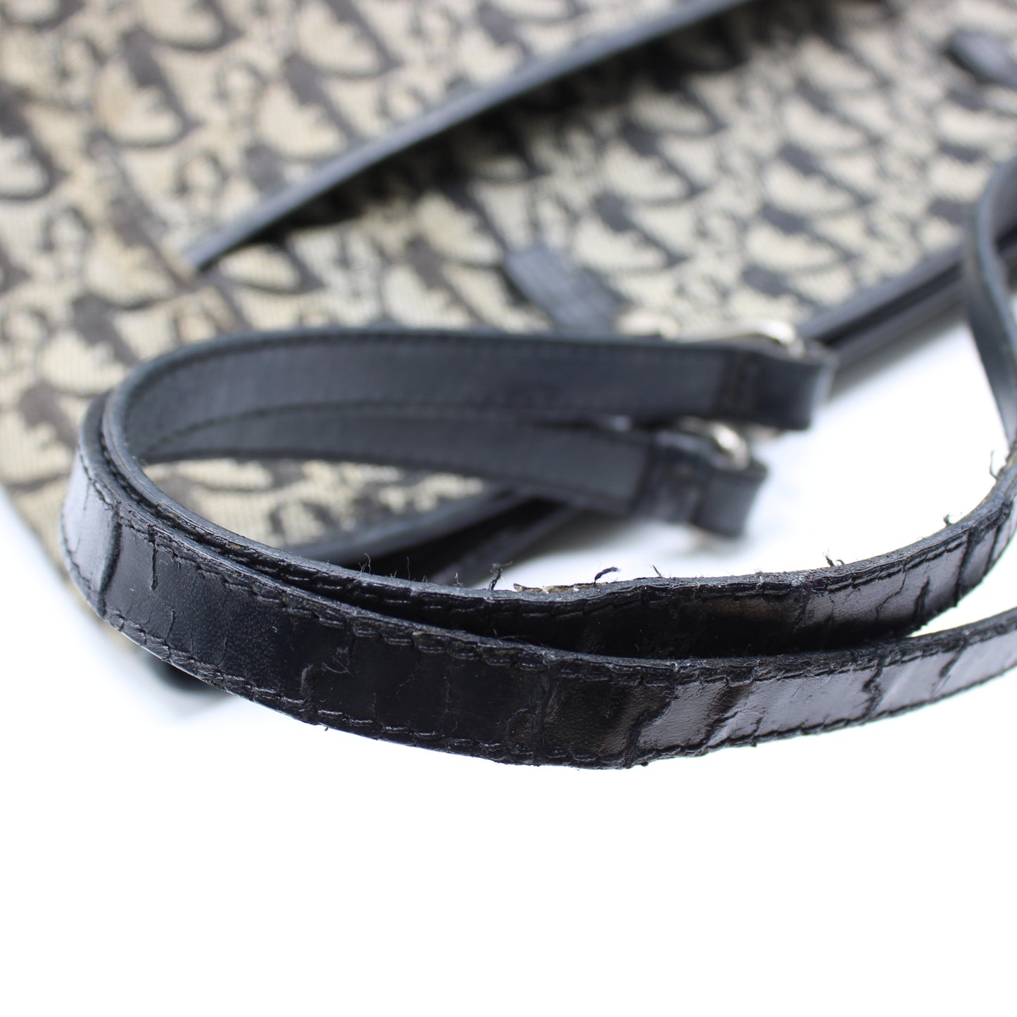 Christian Dior Navy Canvas Trotter Tote Bag