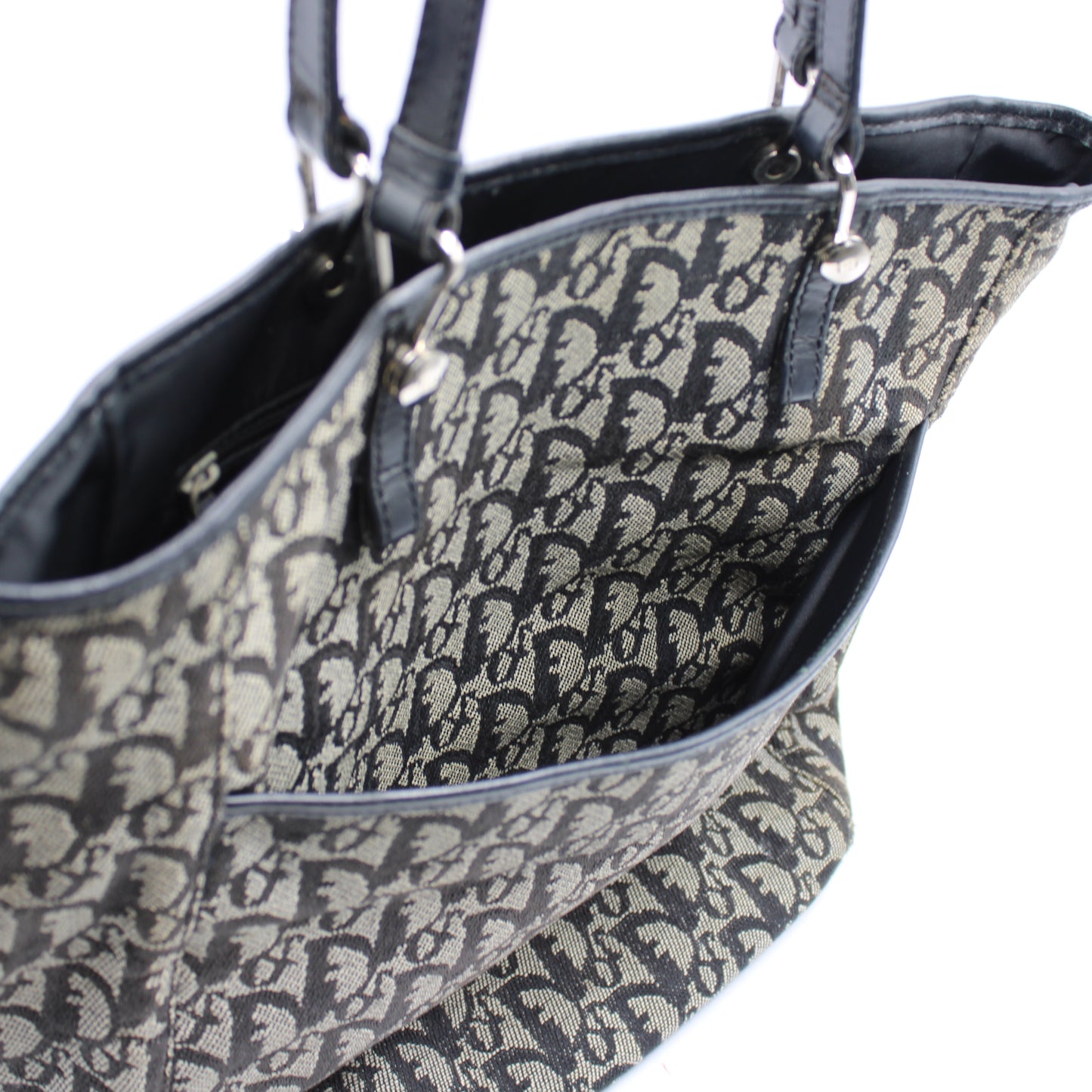 Christian Dior Navy Canvas Trotter Tote Bag