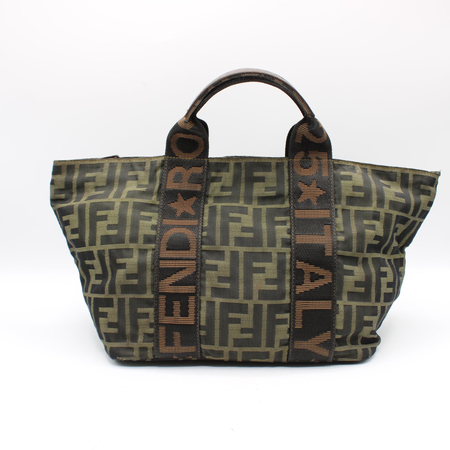 Fendi Roma Brown Zucca Canvas Trapeze Hand Bag