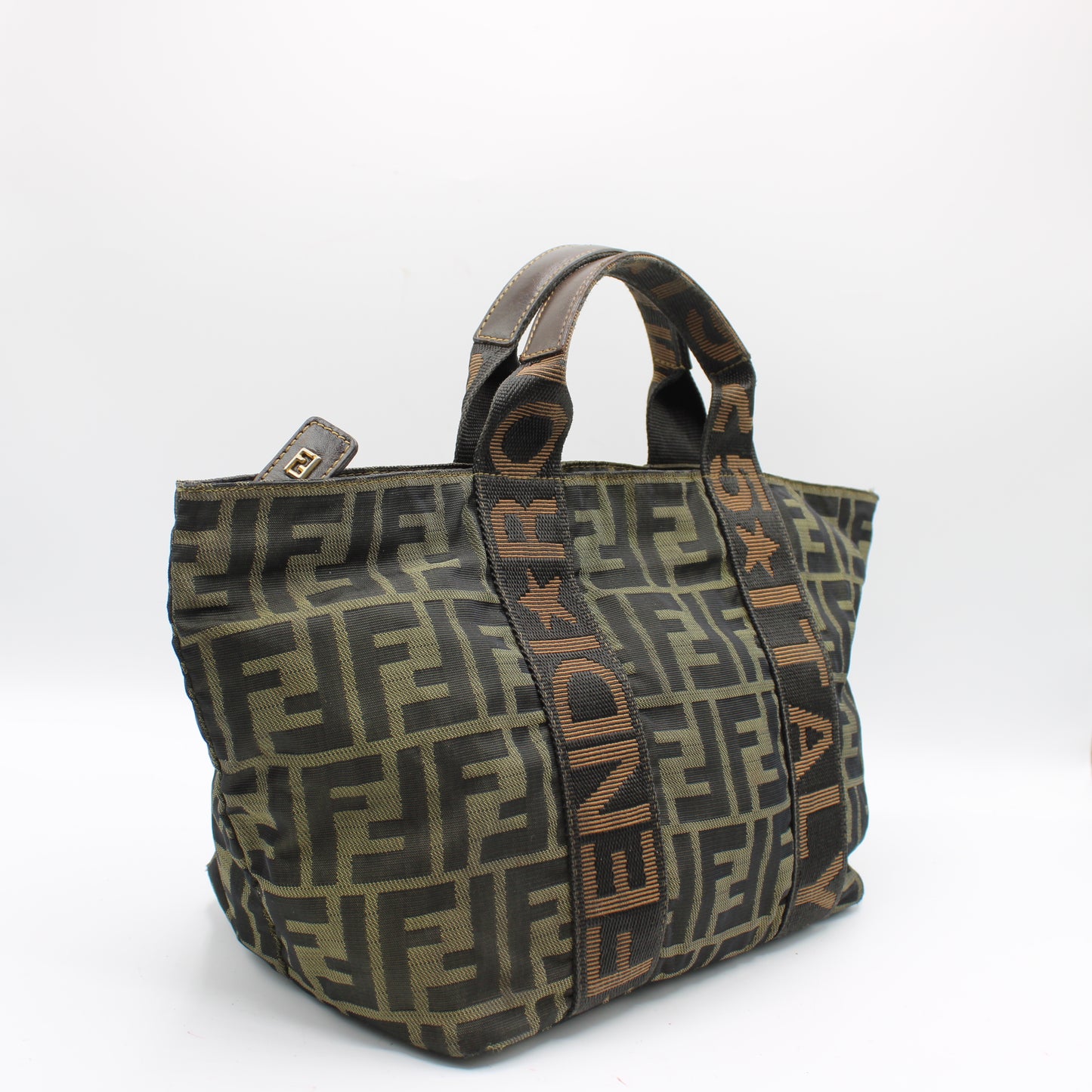 Fendi Roma Brown Zucca Canvas Trapeze Hand Bag