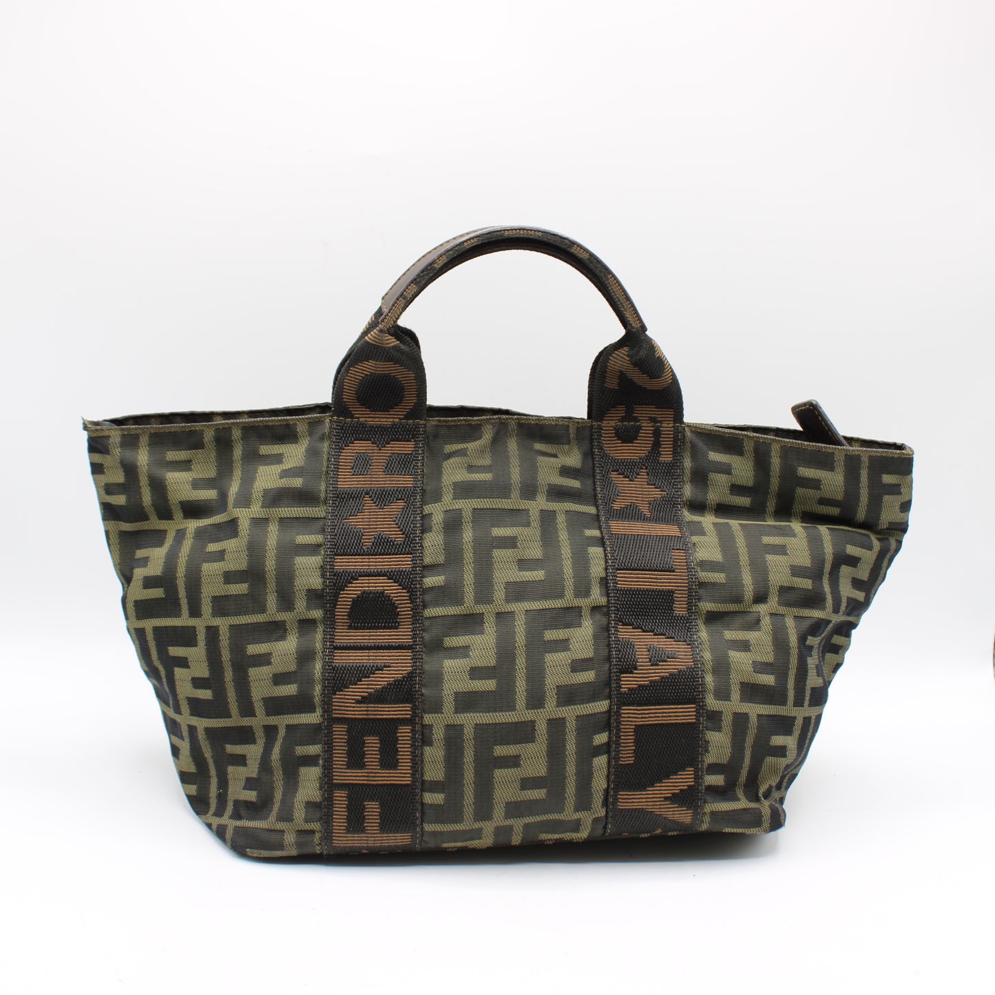 Fendi Roma Brown Zucca Canvas Trapeze Hand Bag