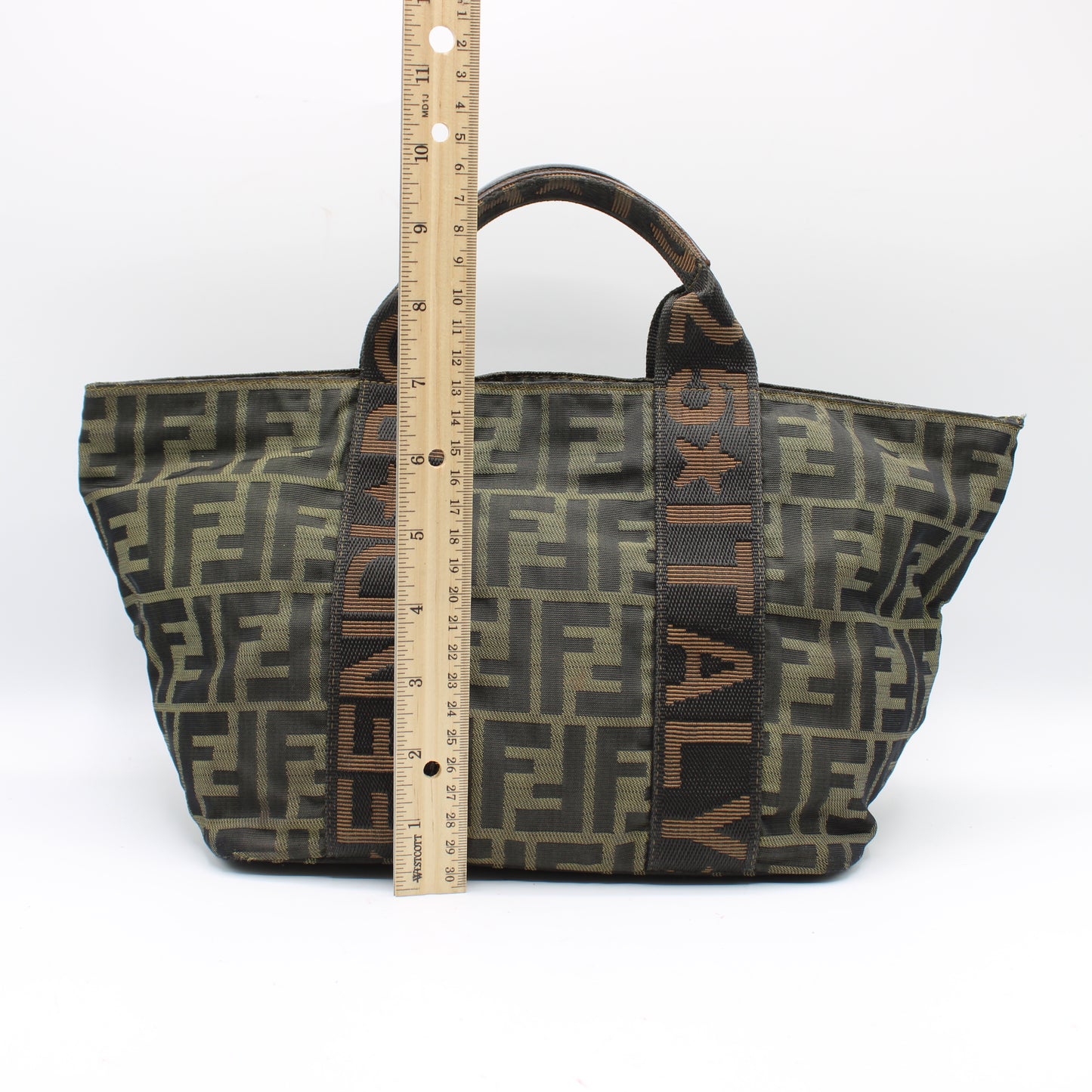 Fendi Roma Brown Zucca Canvas Trapeze Hand Bag